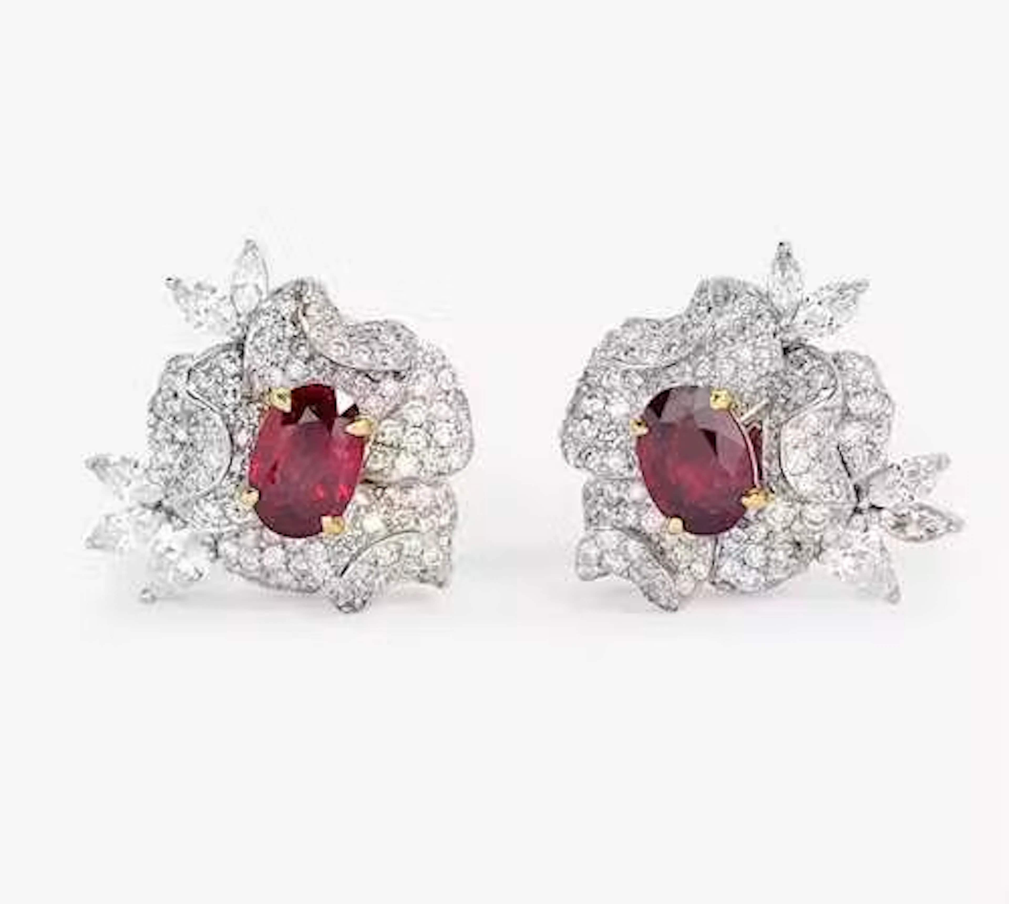 BURMA RUBY AND DIAMOND EARRINGS