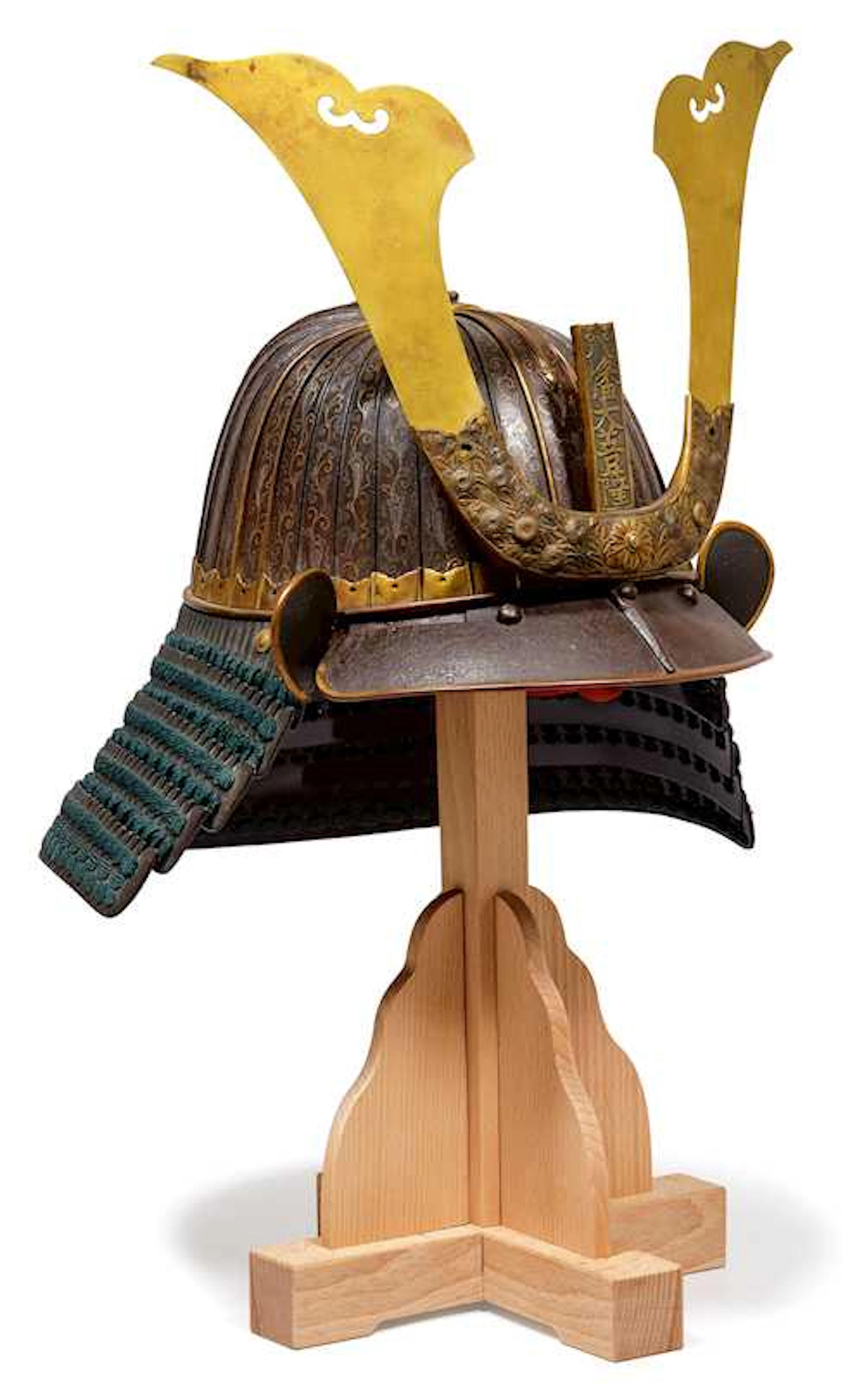 A SUJIBACHI KABUTO (HELMET) WITH SILVER DECORATION