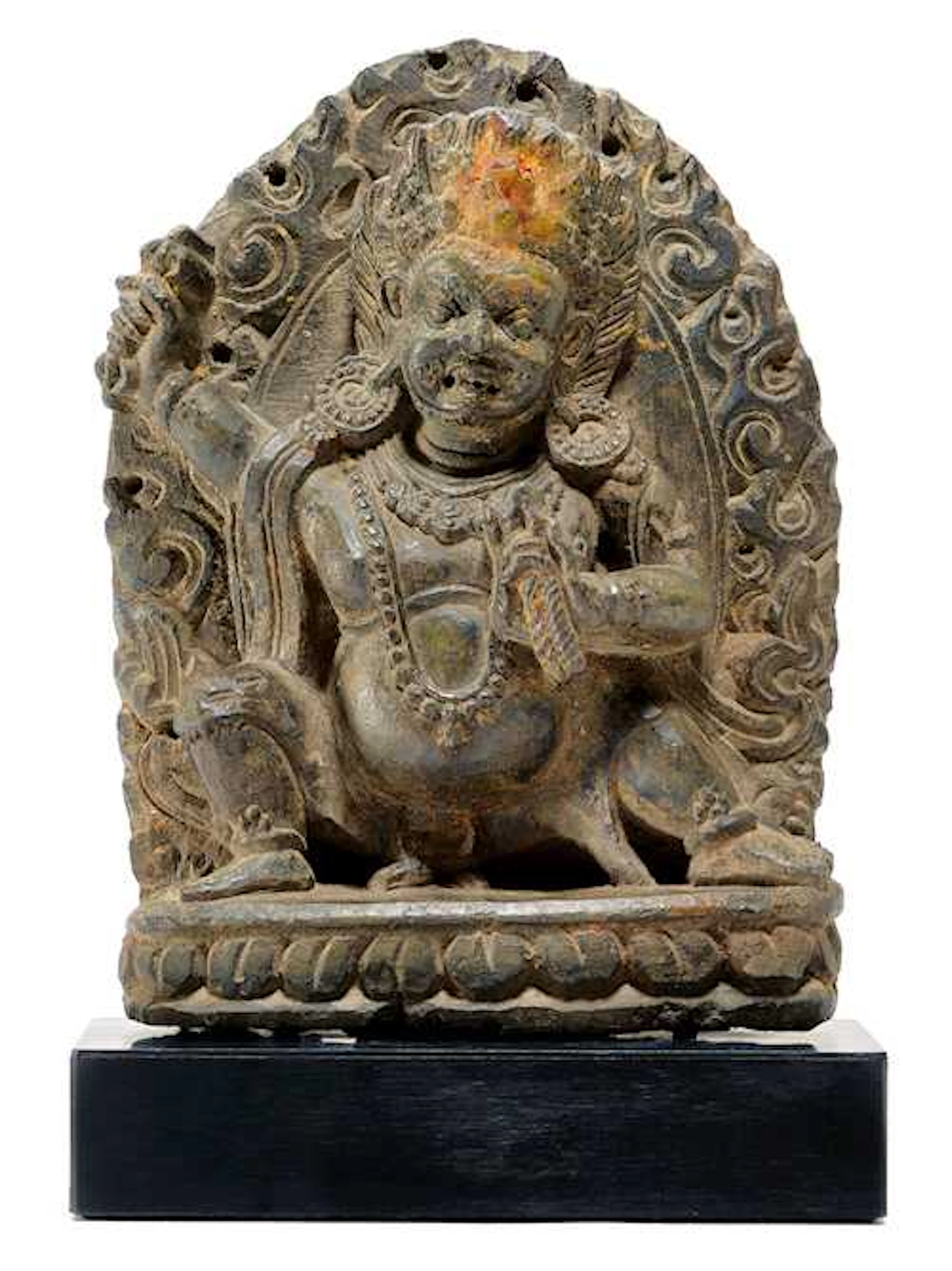 A BLACK STONE STELE OF ACARYAVAJRAPANI