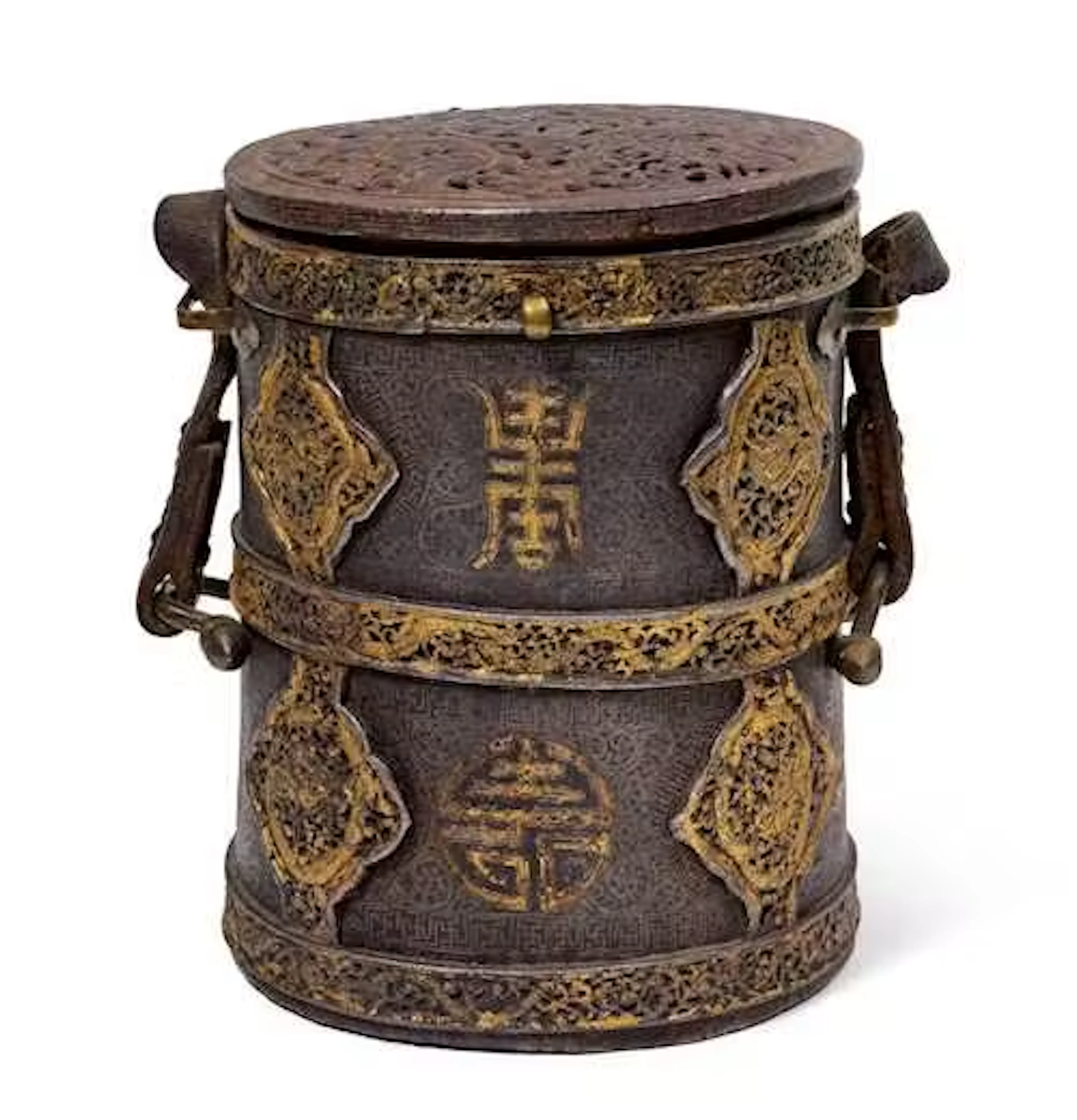 AN IRON FOOD CONTAINER
