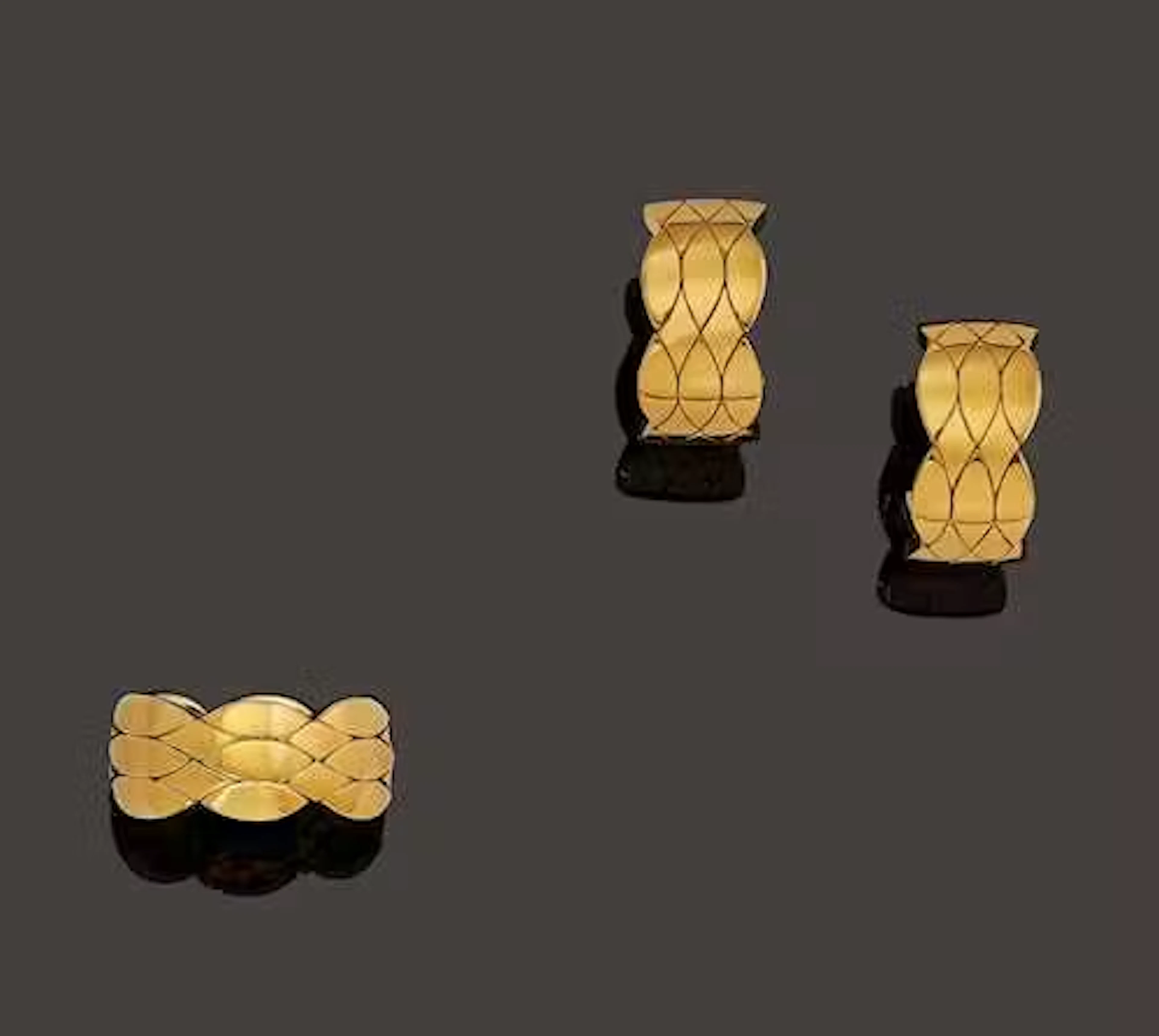 GOLD EARCLIPS WITH RING, CARTIER, 1996