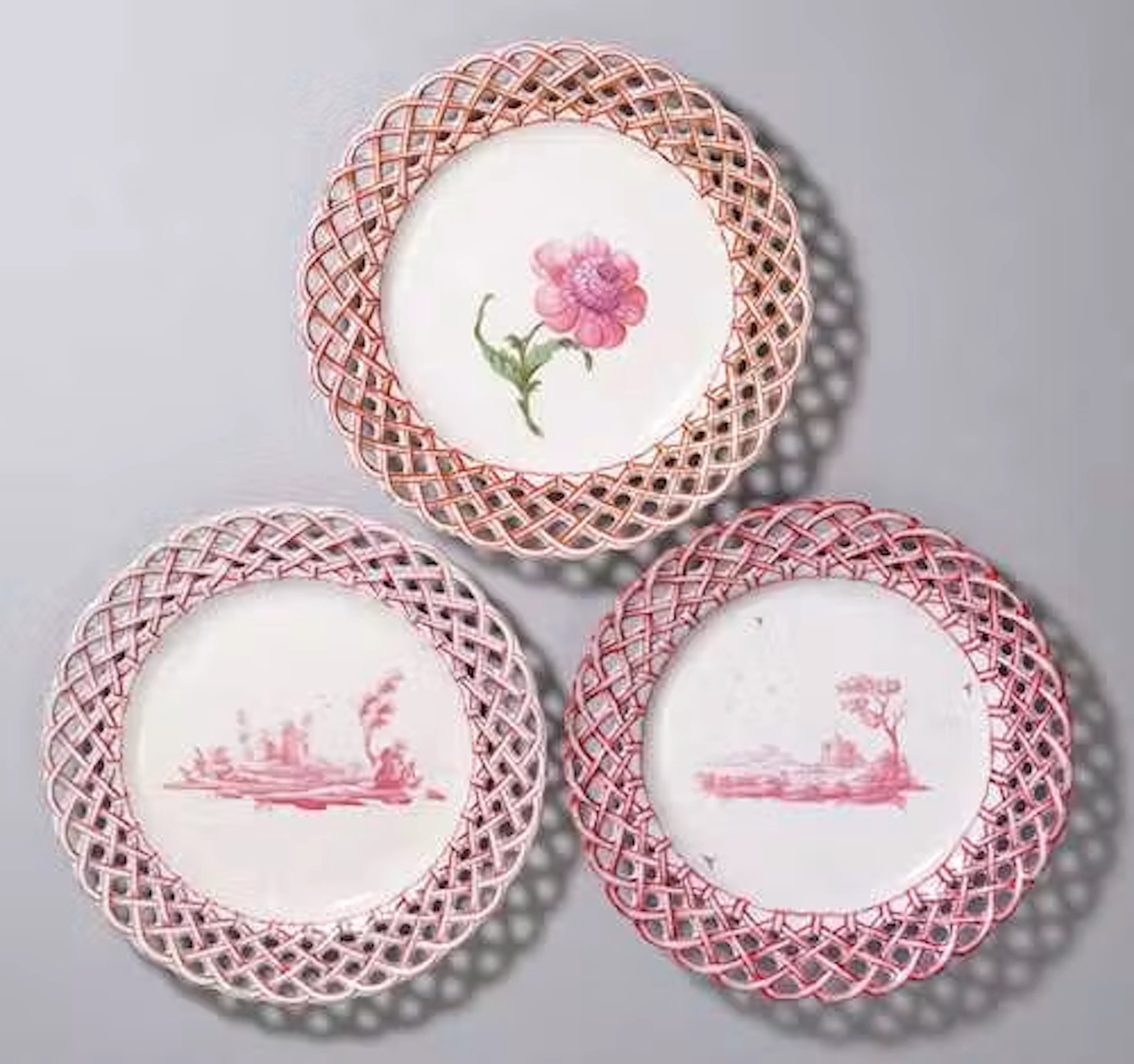 THREE 'AJOURÉE' PLATES