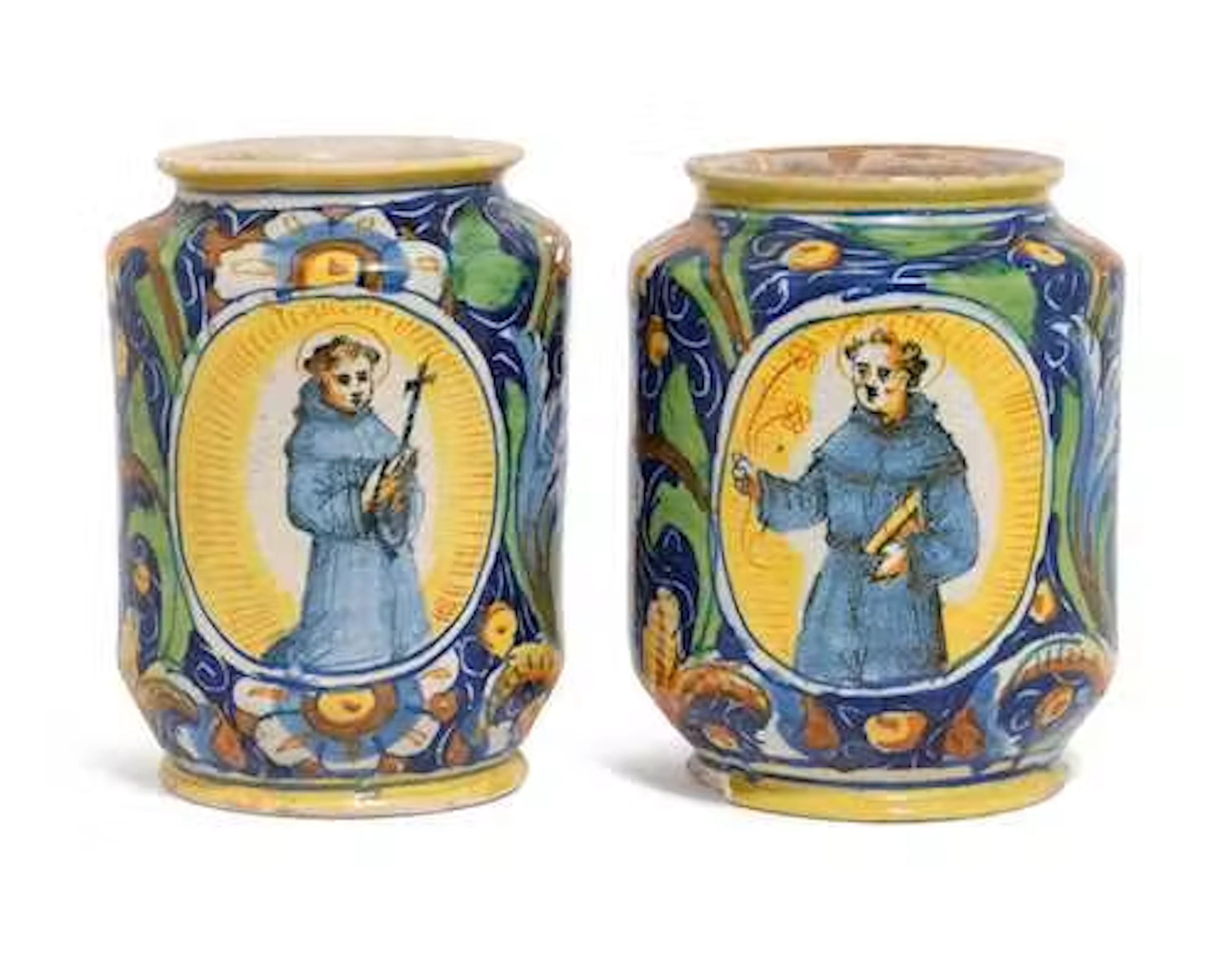 PAIR OF MAIOLICA ALBARELLI