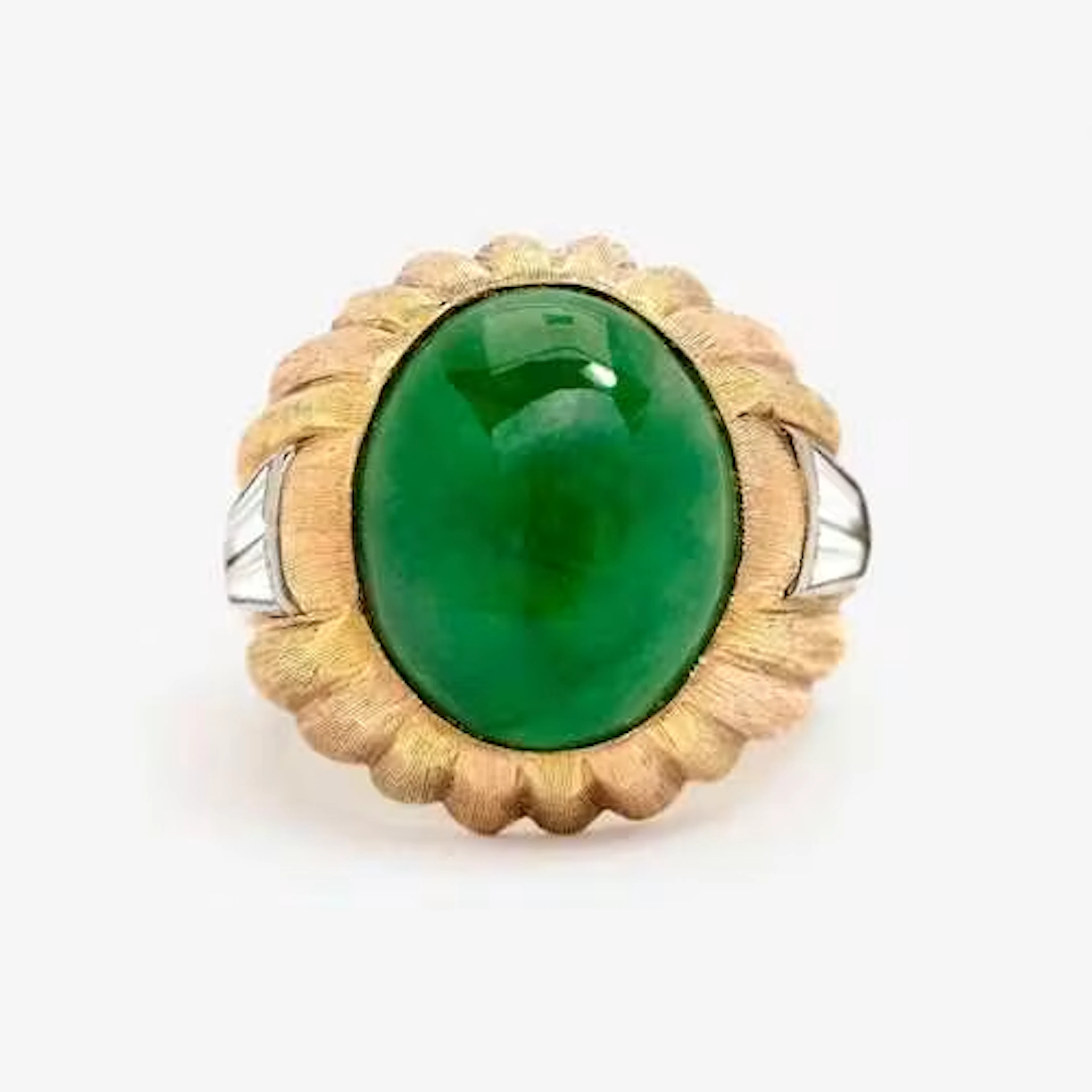JADEITE AND DIAMOND RING