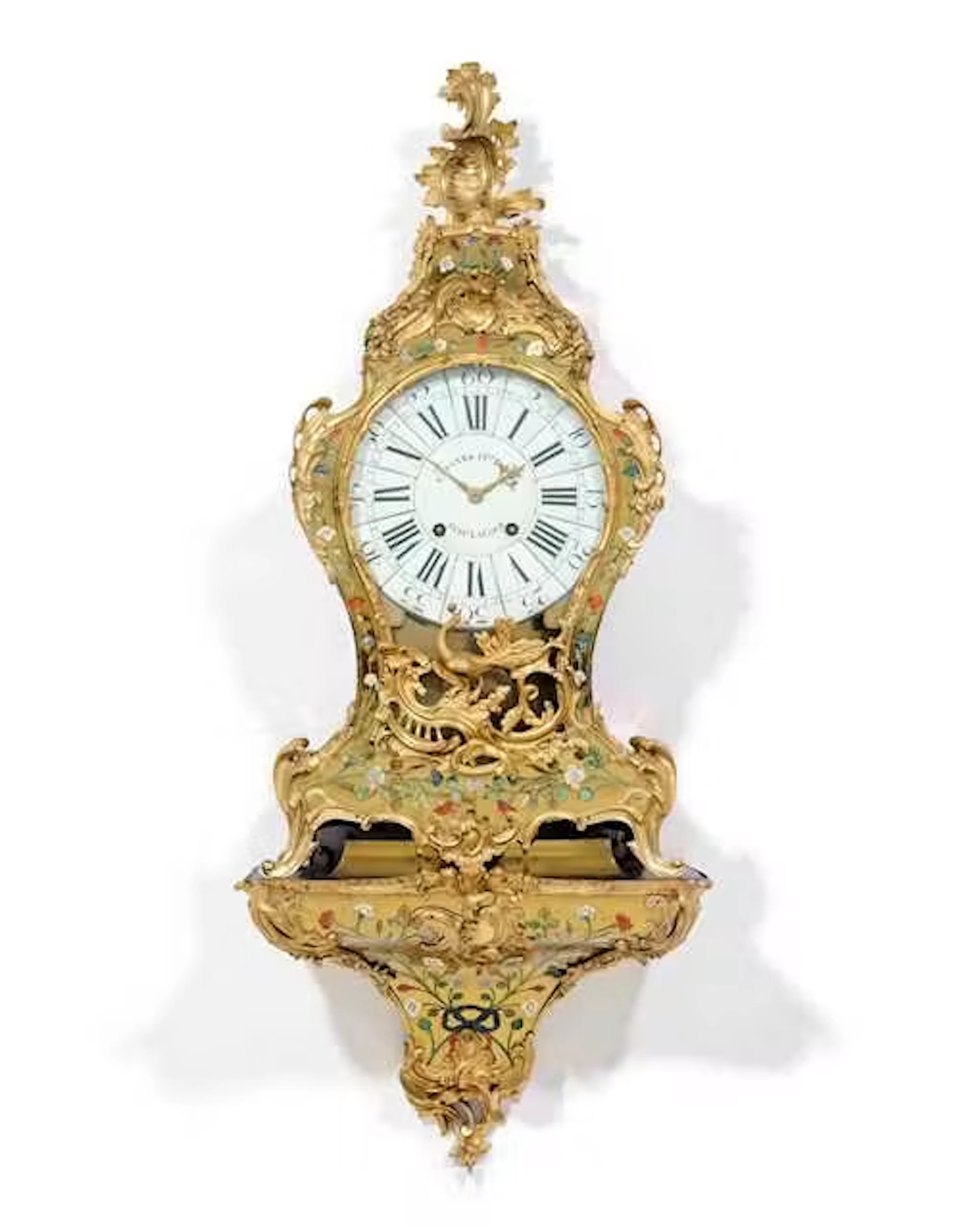 LARGE CONTRE-BOULLE PENDULE ON PLINTH