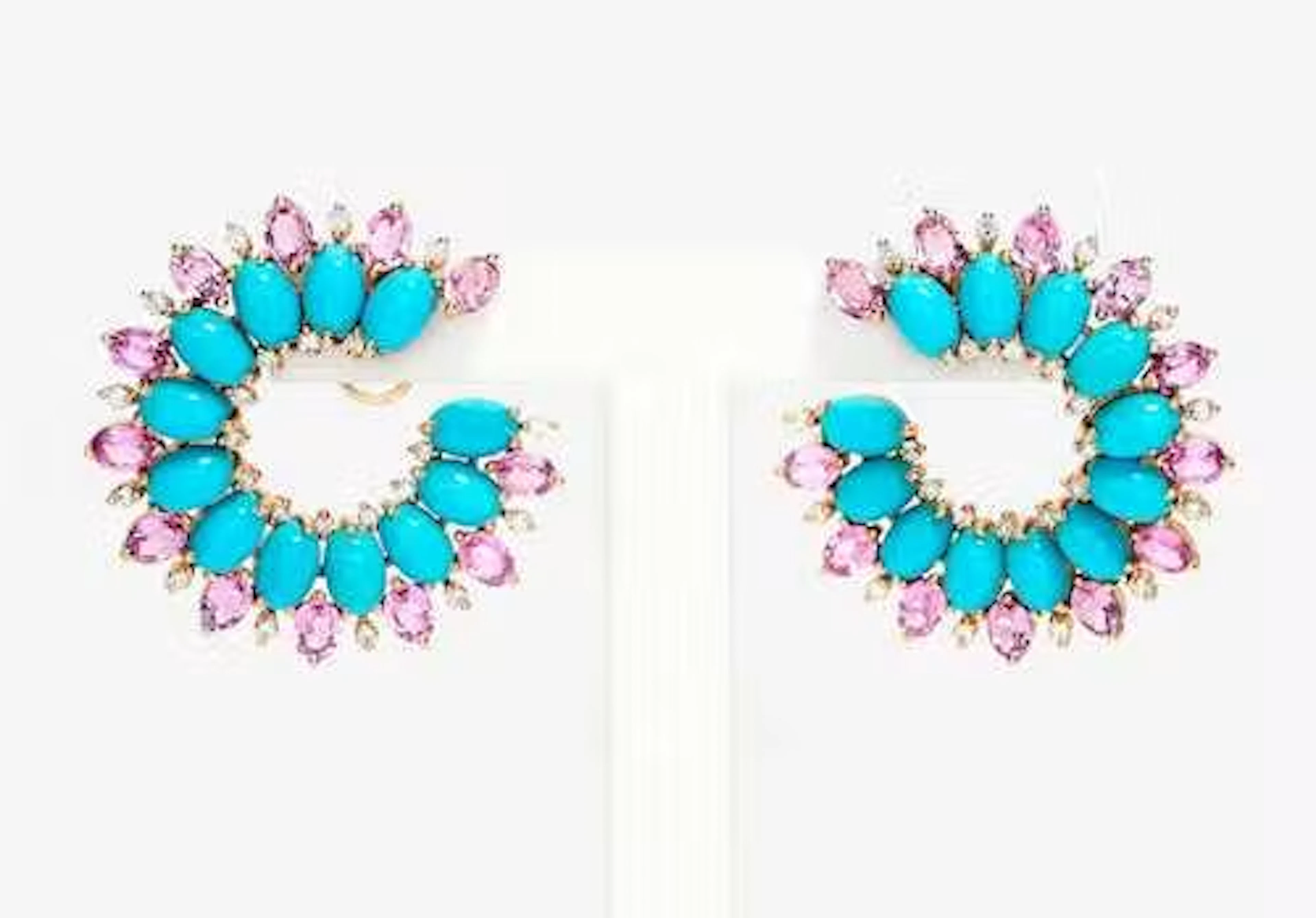TURQUOISE AND PINK SAPPHIRE EARRINGS