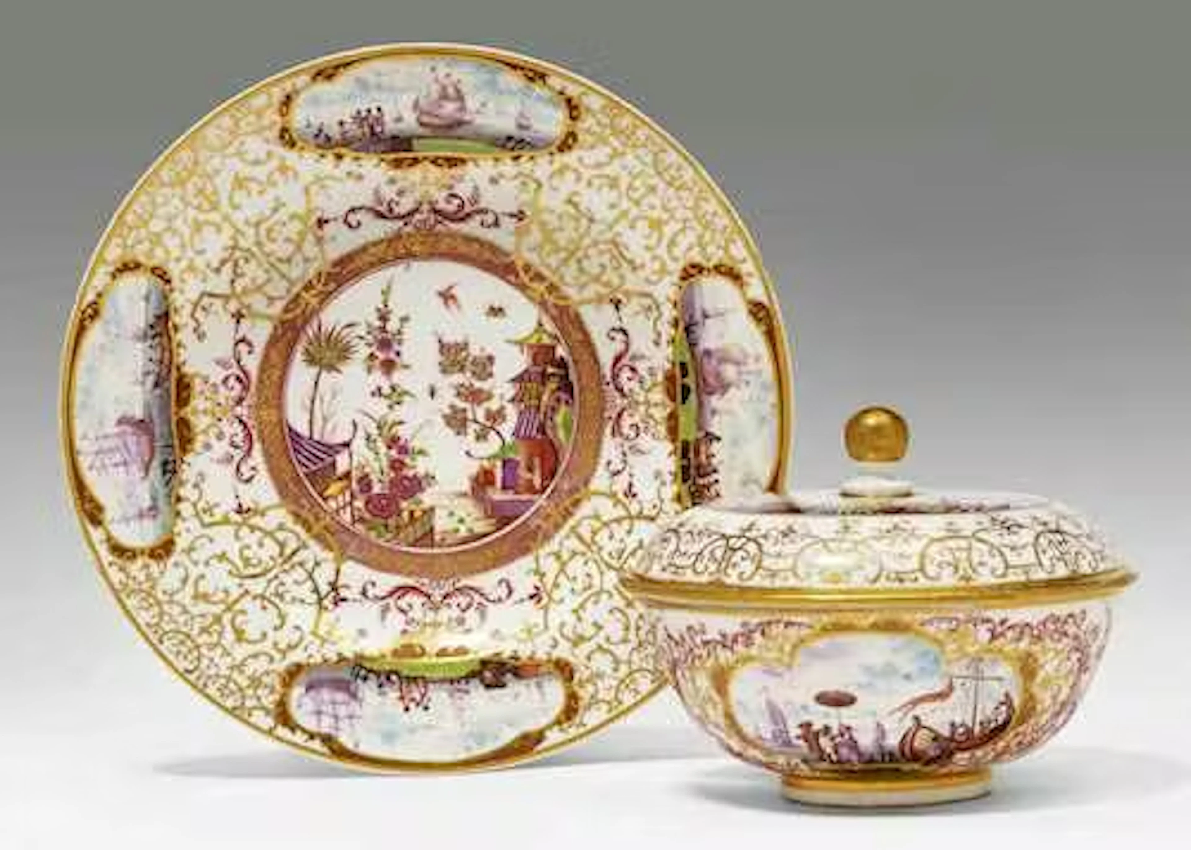AN EARLY ECUELLE WITH SAUCER