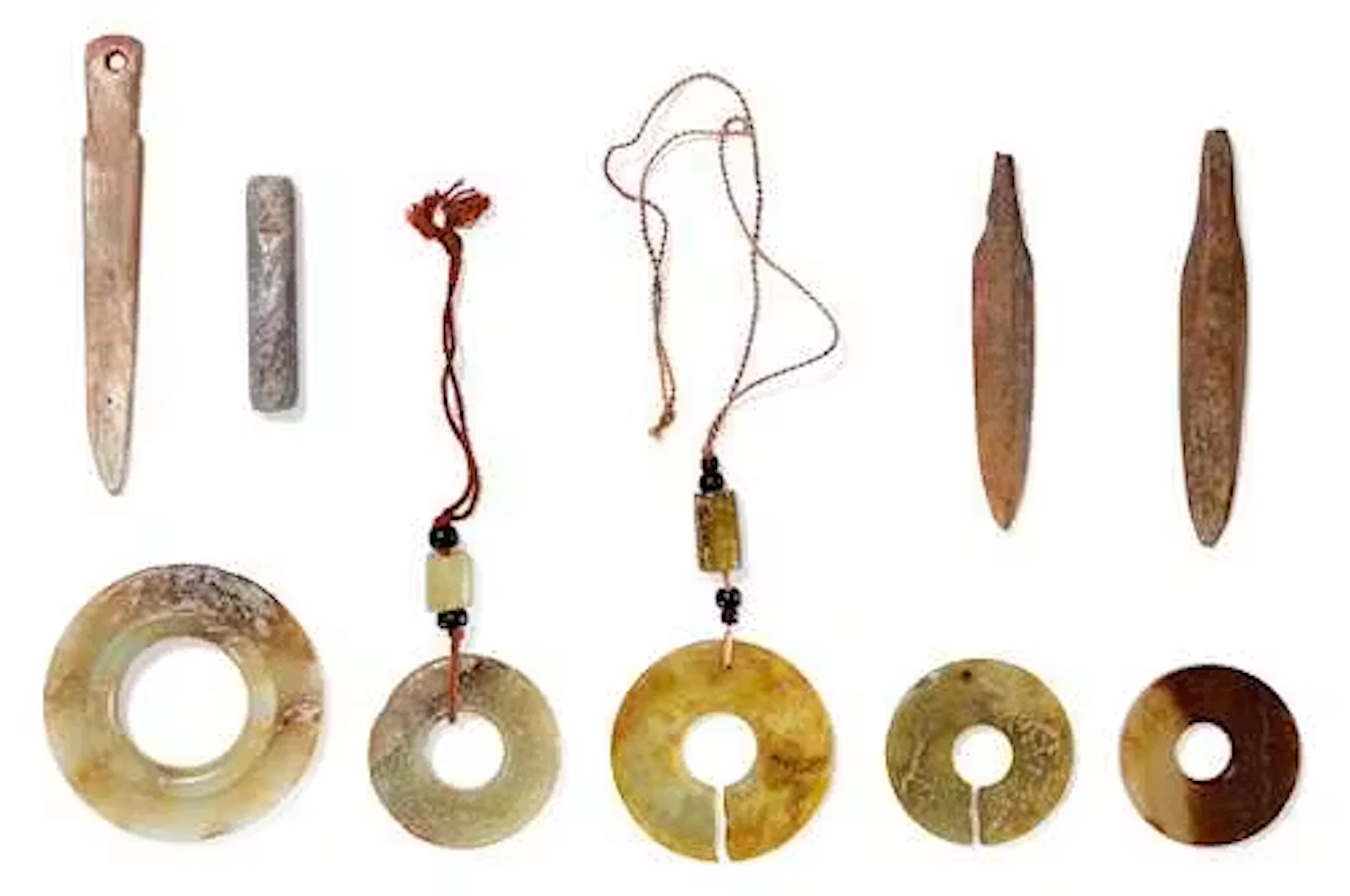 NINE JADE, STONE AND BONE OBJECTS