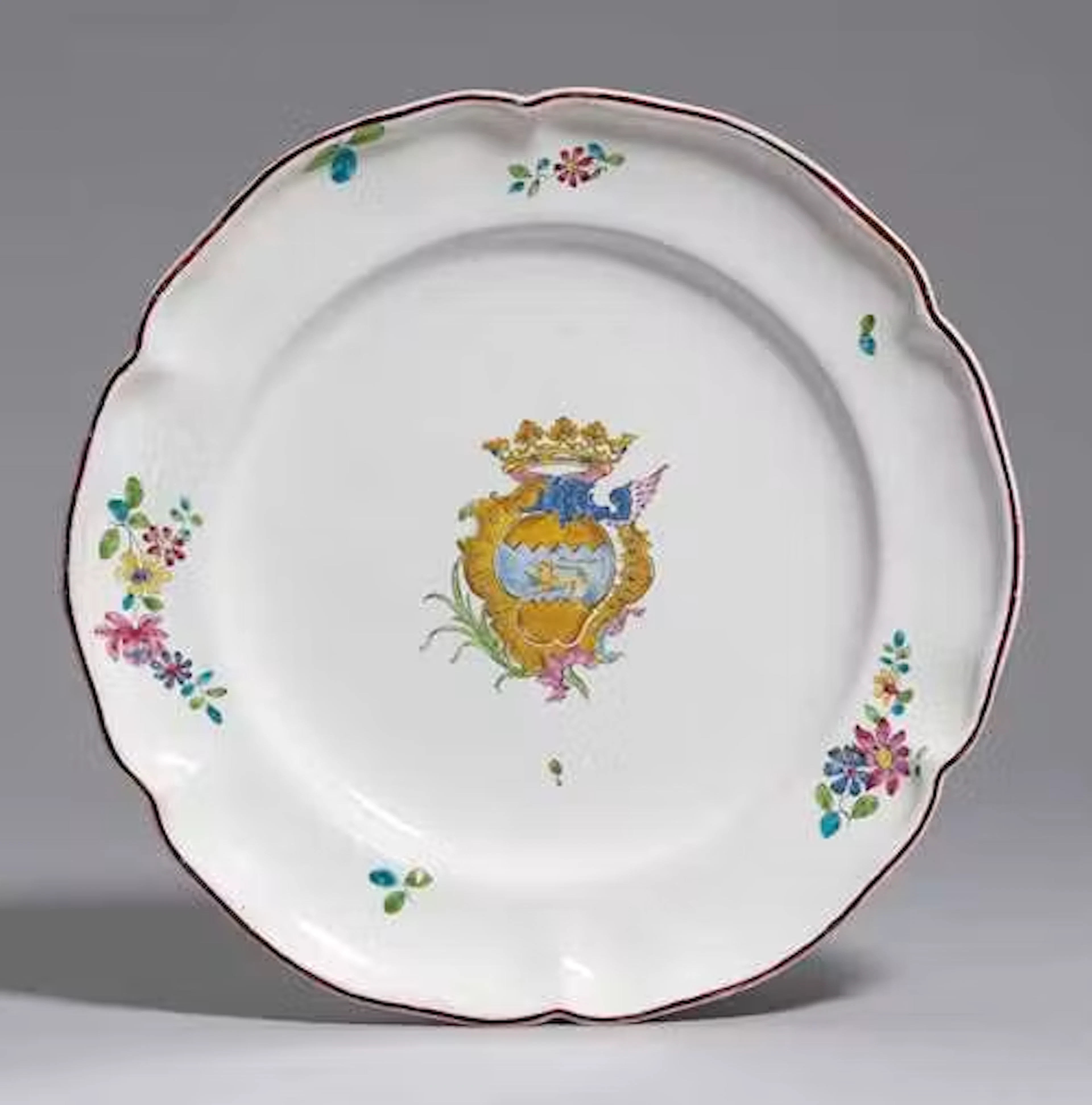 PLATE WITH CROWNED COAT OF ARMS
