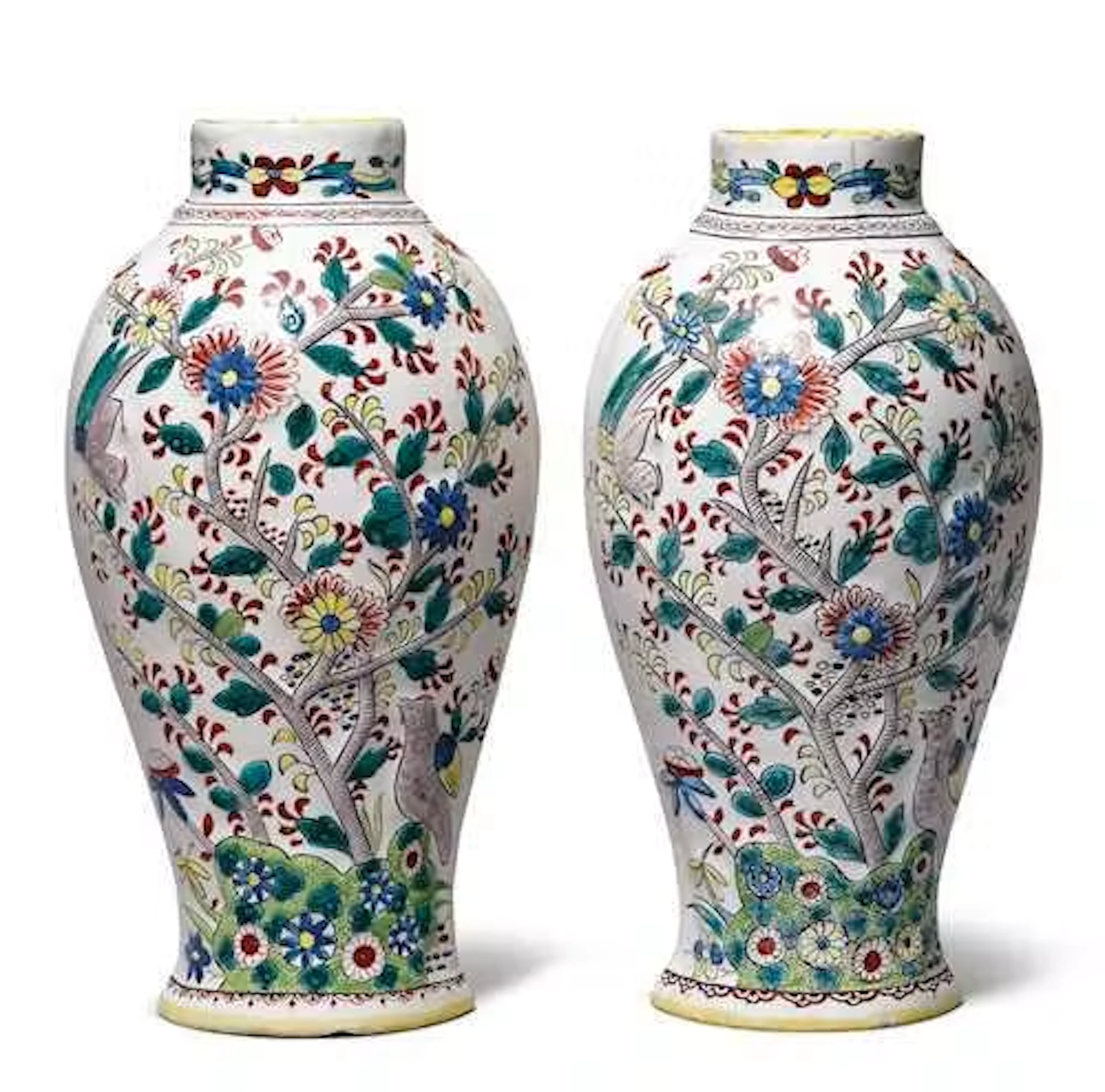 PAIR OF "FAMILLE VERTE" VASES