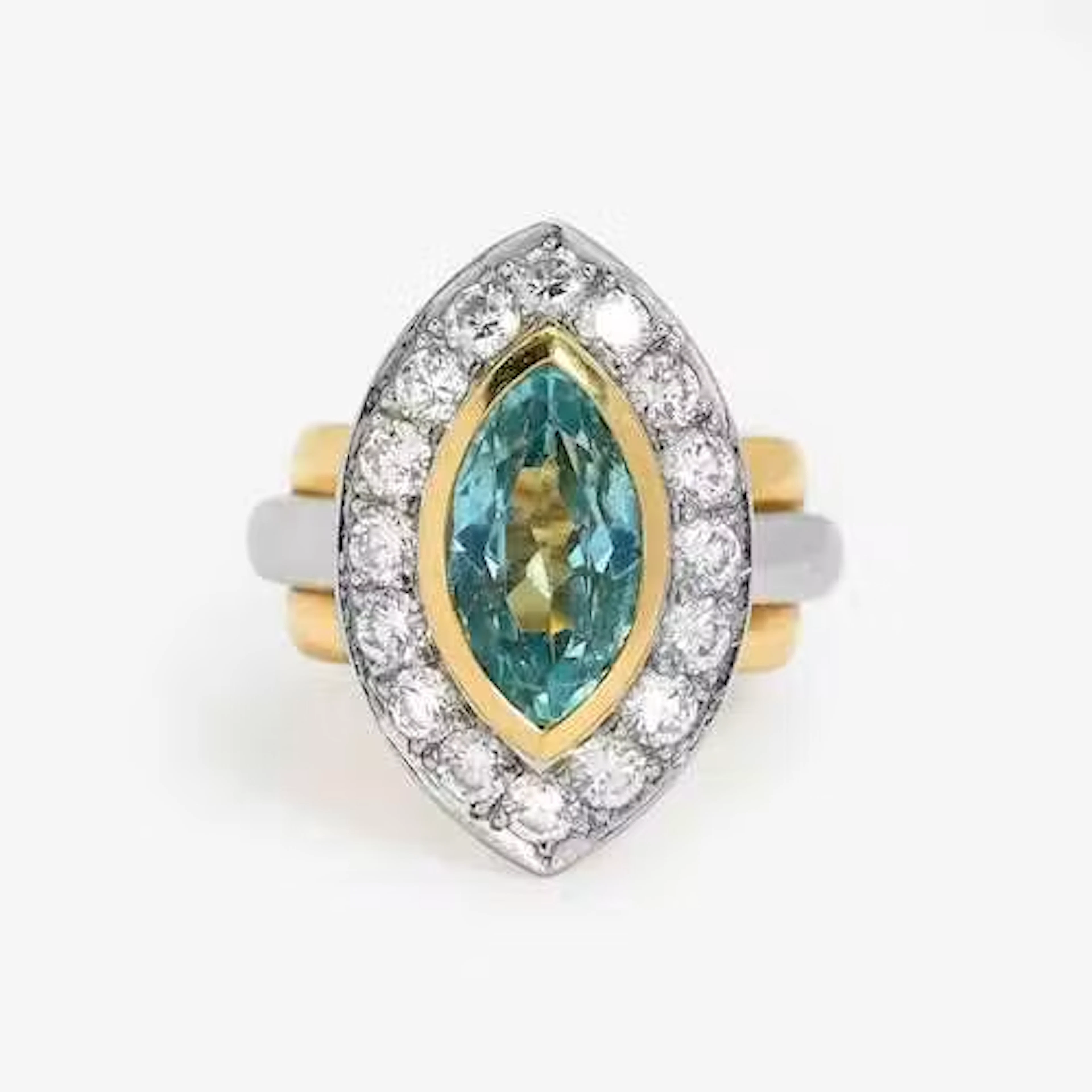 AQUAMARINE AND DIAMOND RING