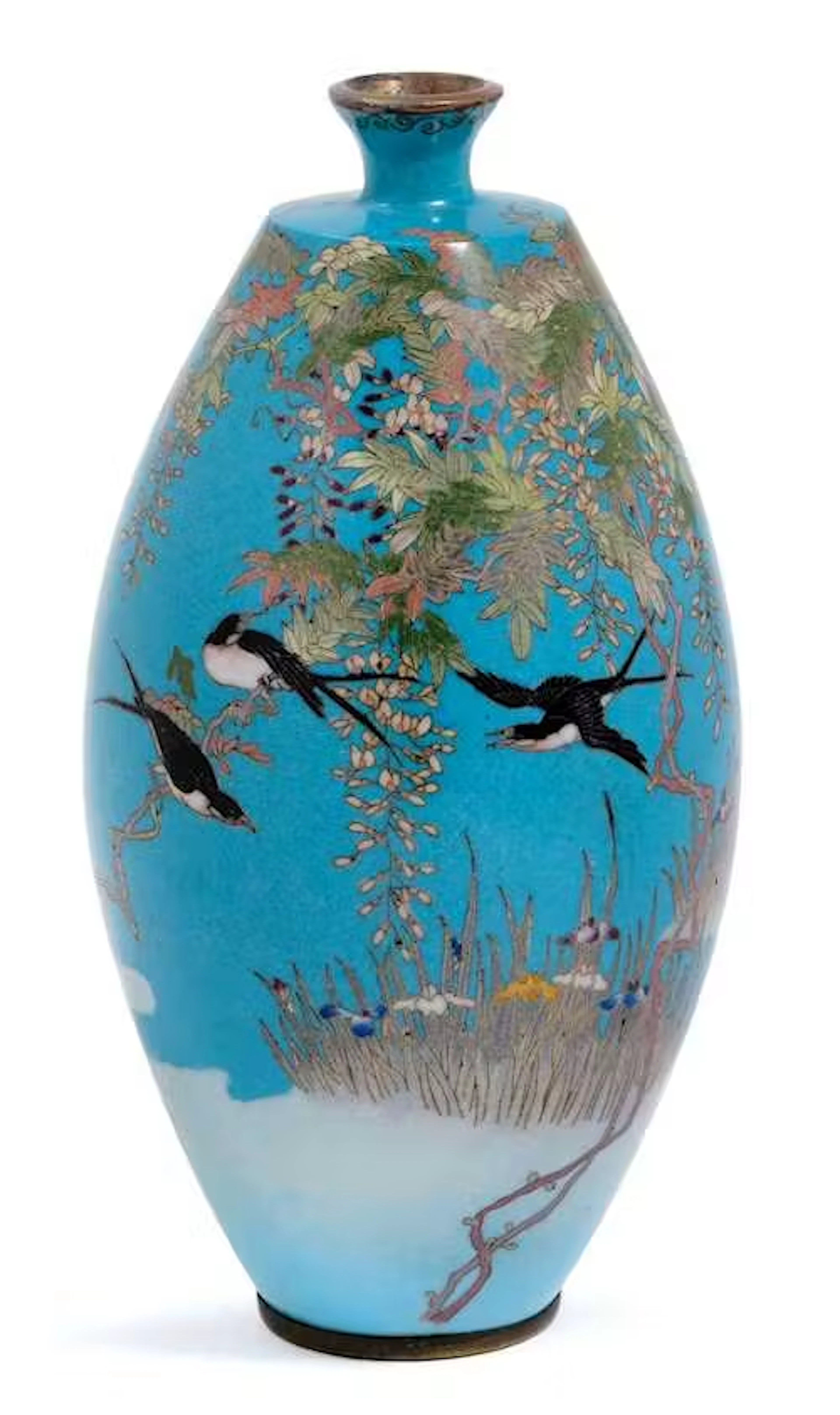 A FINE OVOID CLOISONNE VASE