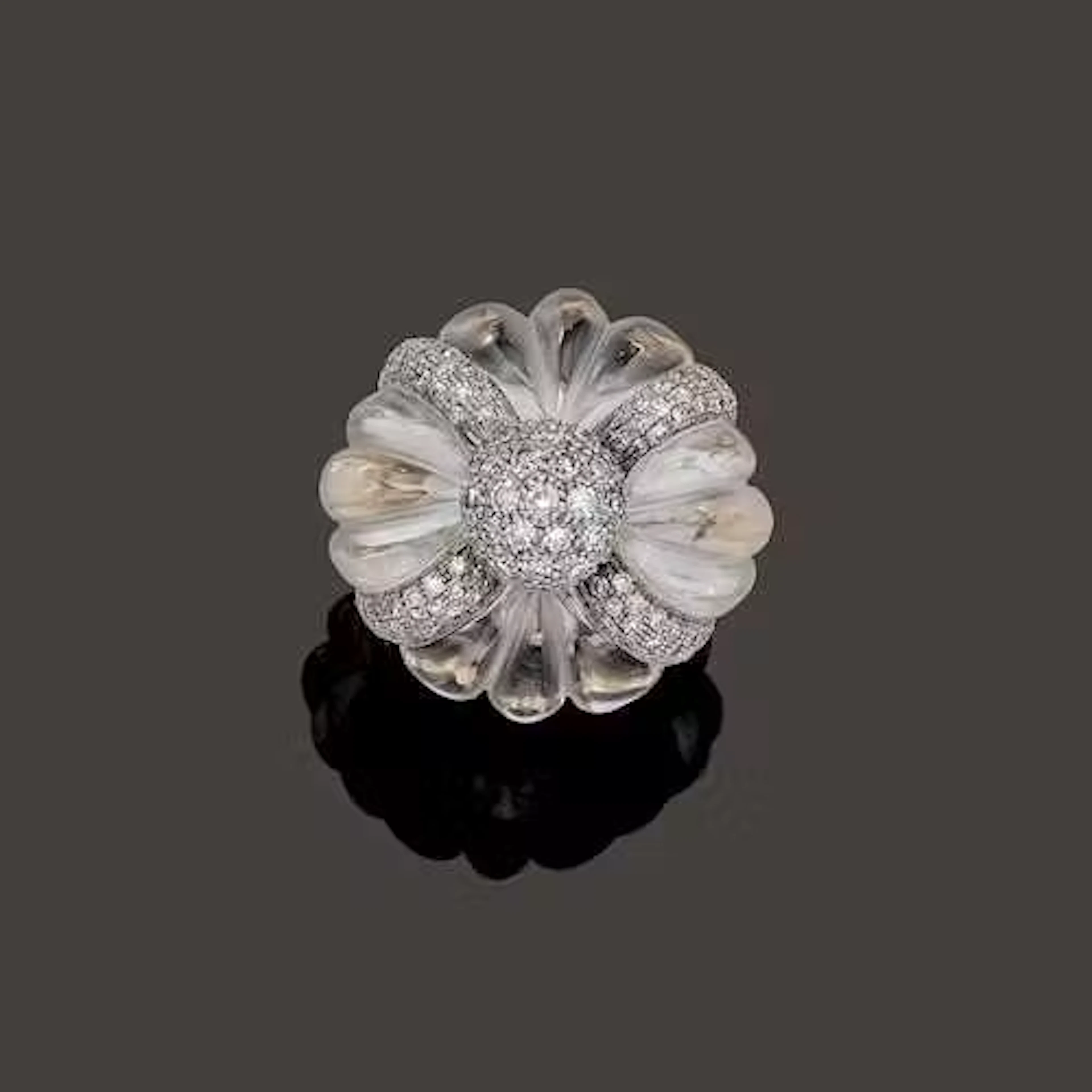 DIAMOND AND ROCK CRYSTAL RING