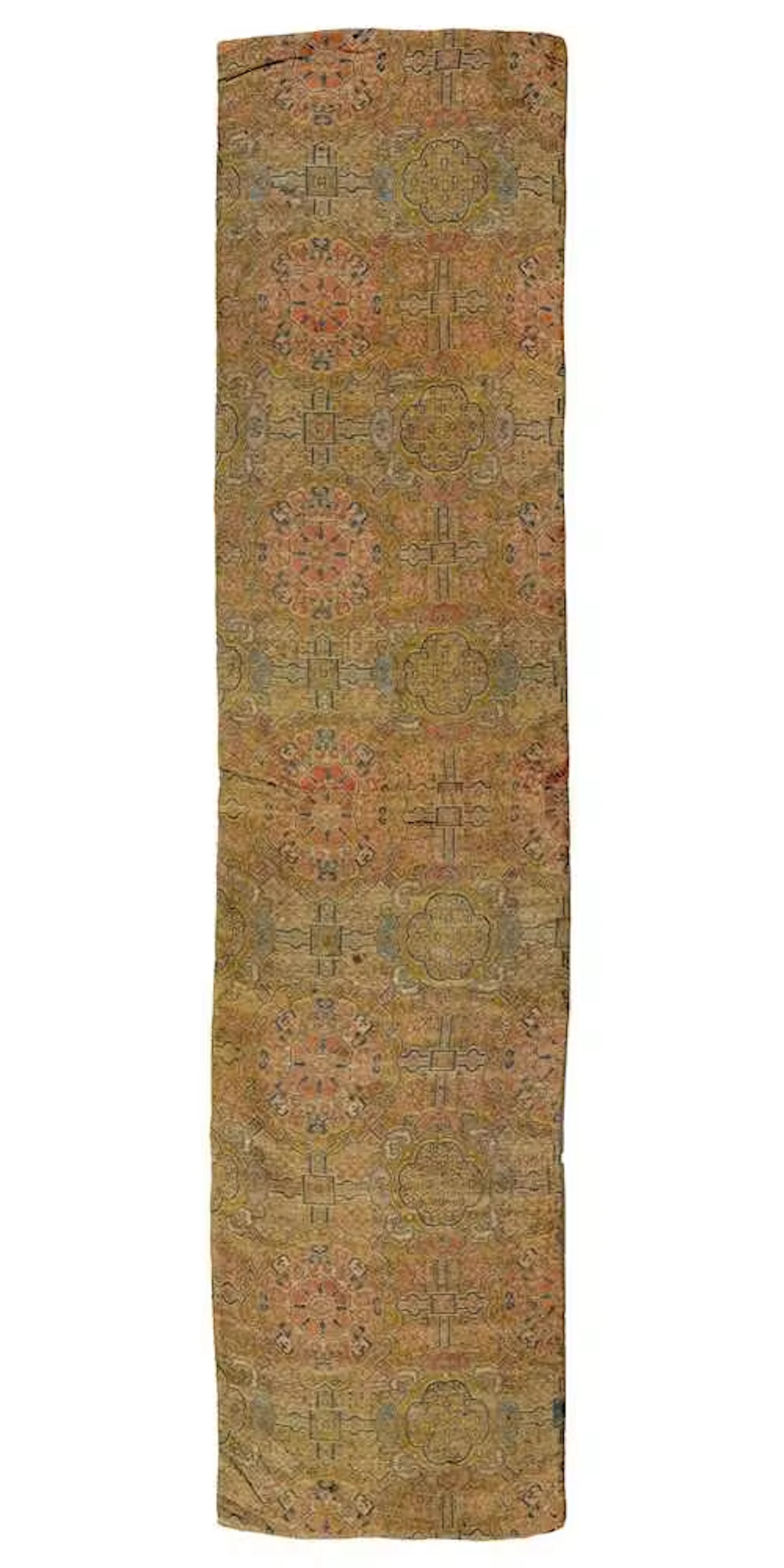 A LARGE SILK BROCADE PANEL (CHAIR COVER)