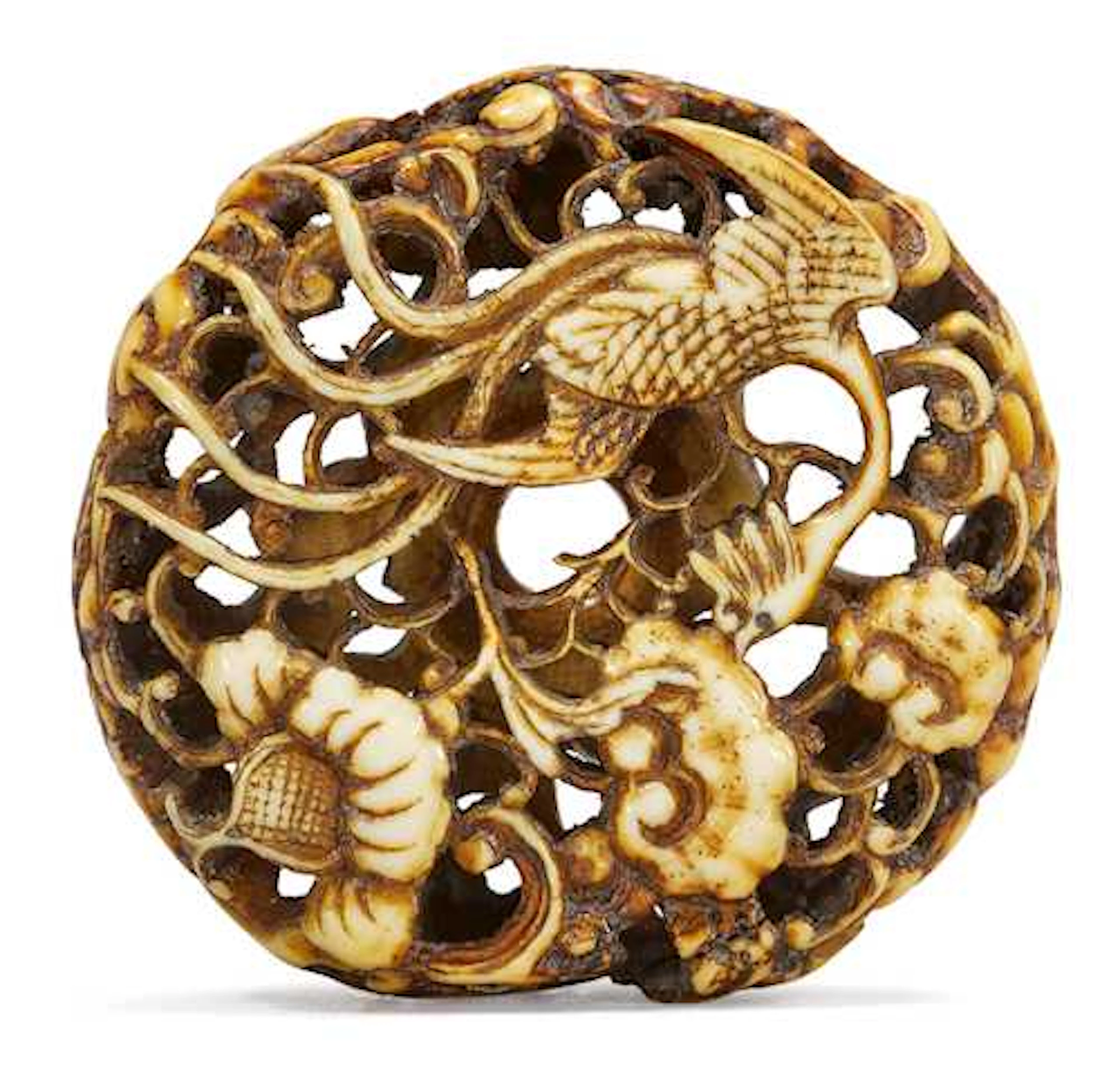 A RYUSA MANJU NETSUKE.