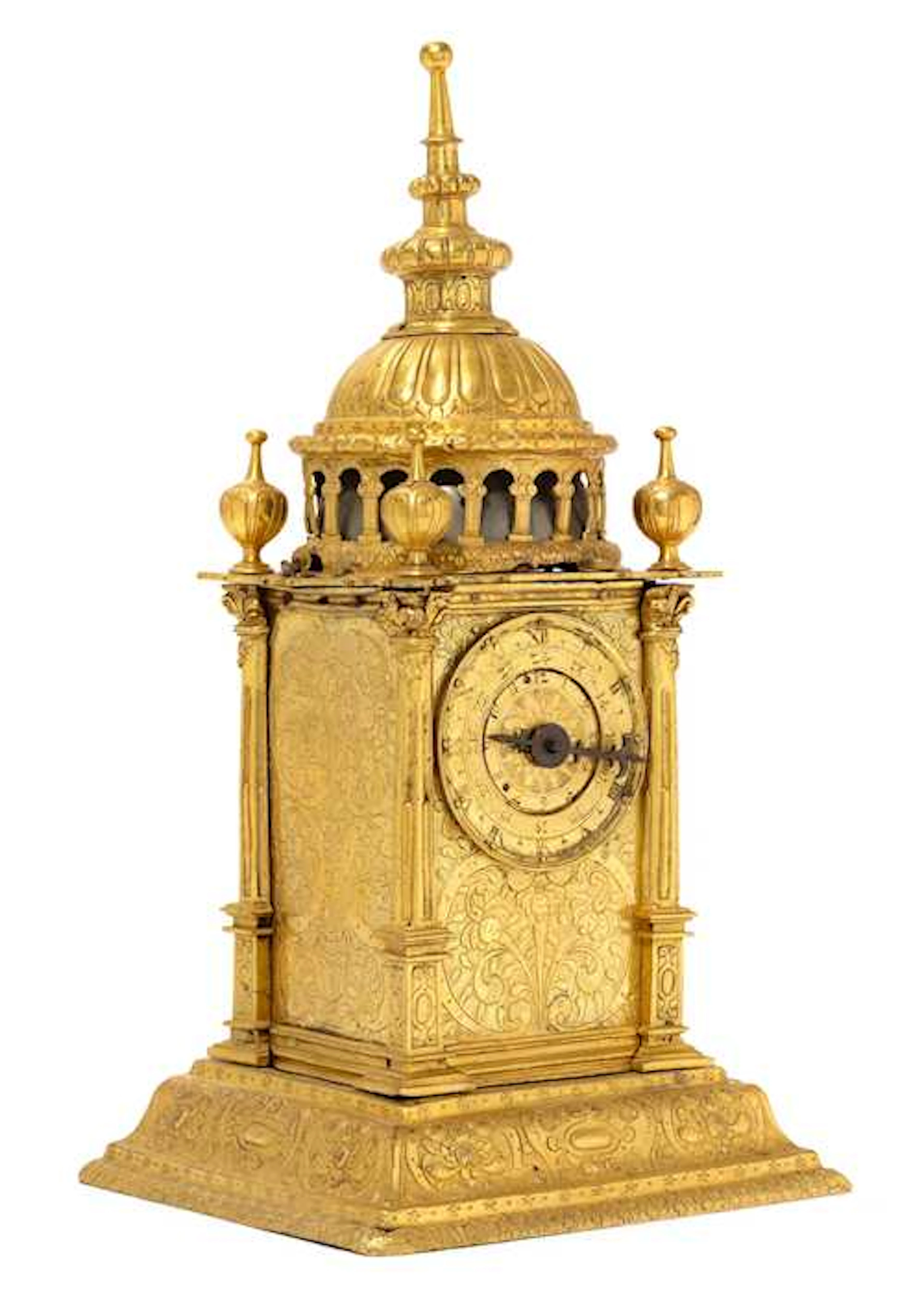 SMALL TOWER CLOCK WITH REAR PENDULUM