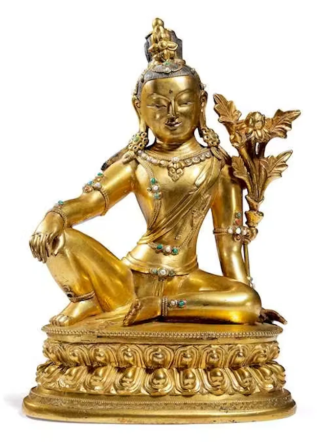 A GILT COPPER ALLOY FIGURE OF PADMAPANI