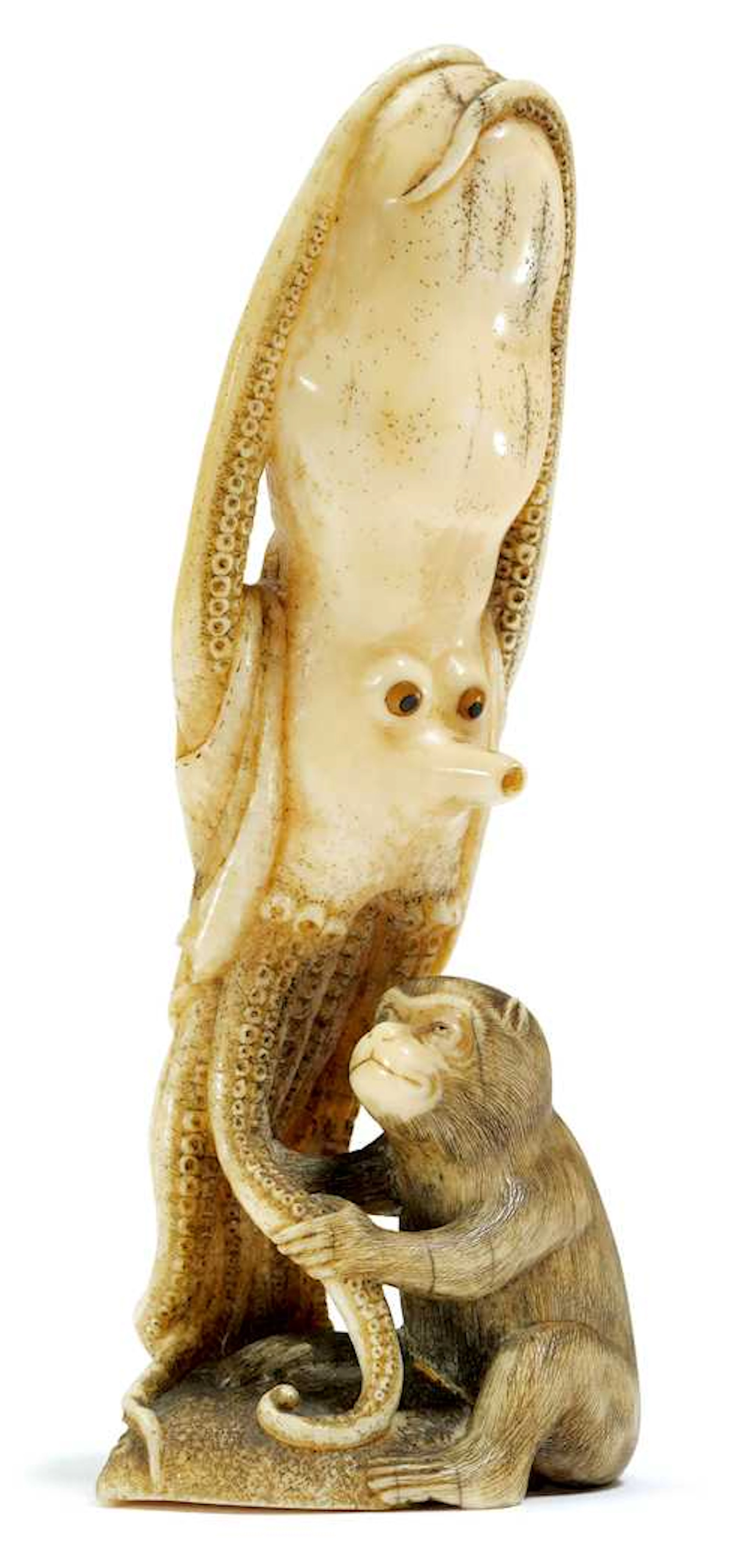 AN COMICAL OKIMONO OF AN OCTOPUS AND MONKEY
