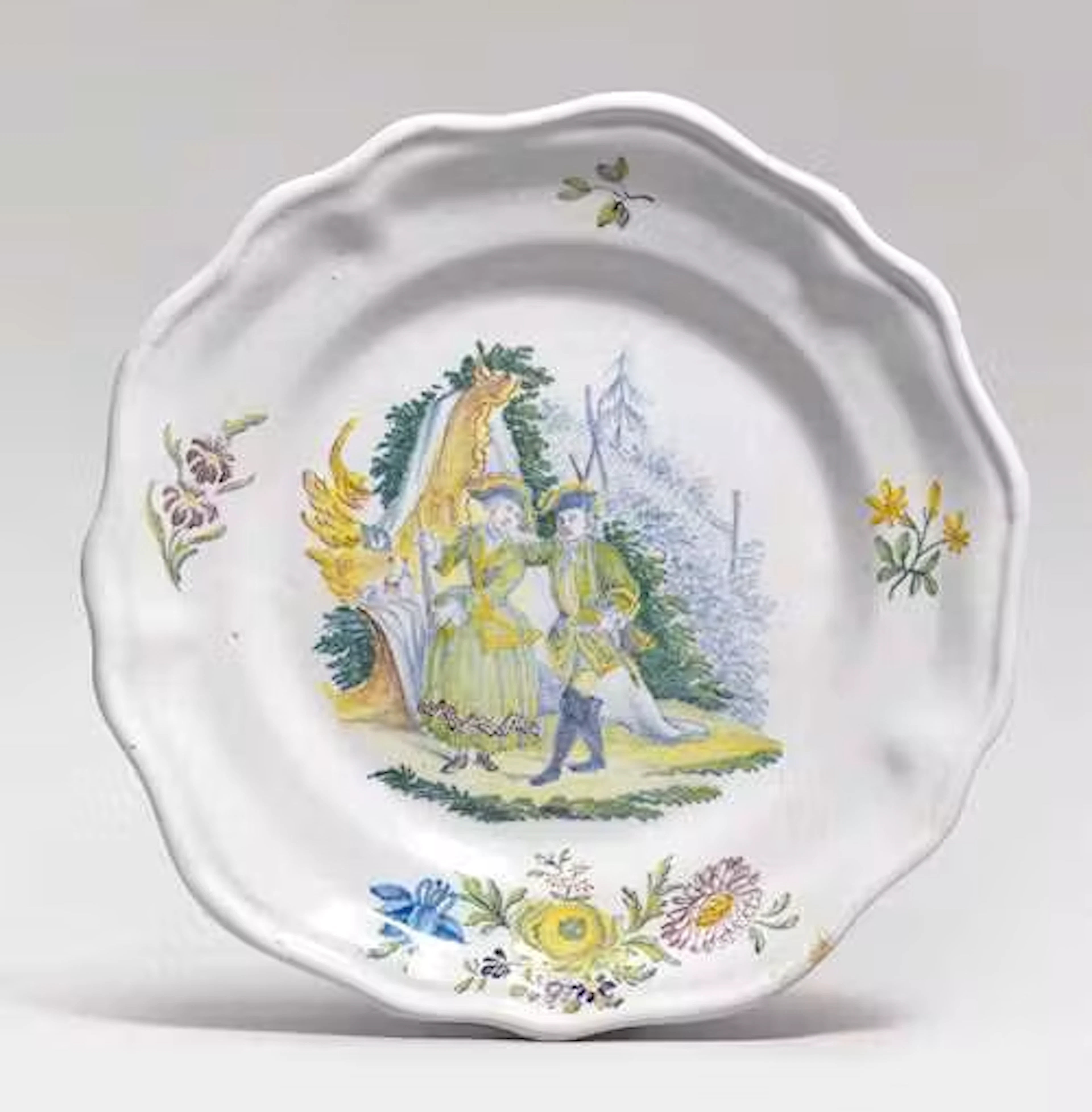 RARE PLATE WITH A HUNTING SCENE