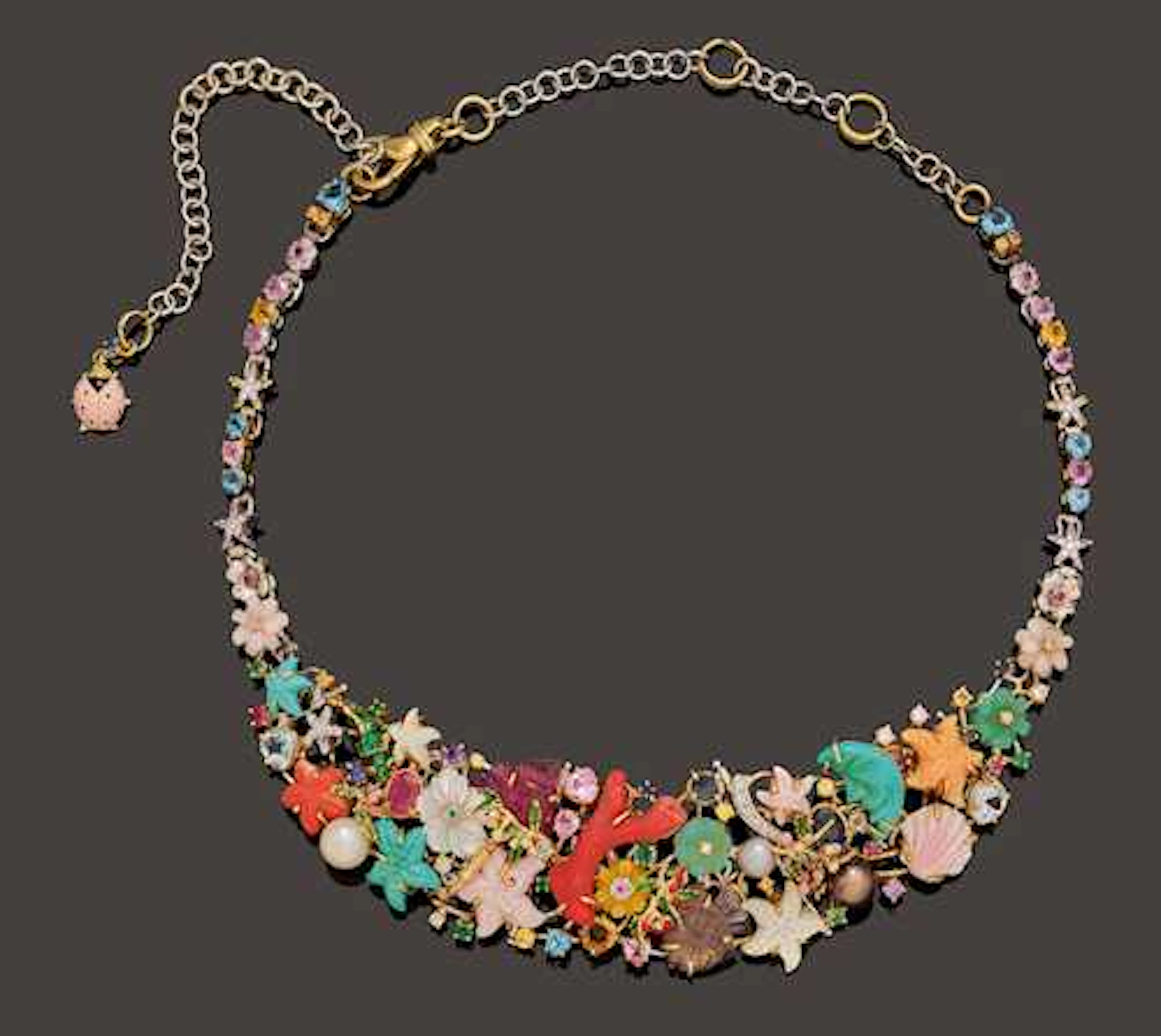 MULTIGEM AND DIAMOND NECKLACE, SANTAGOSTINO