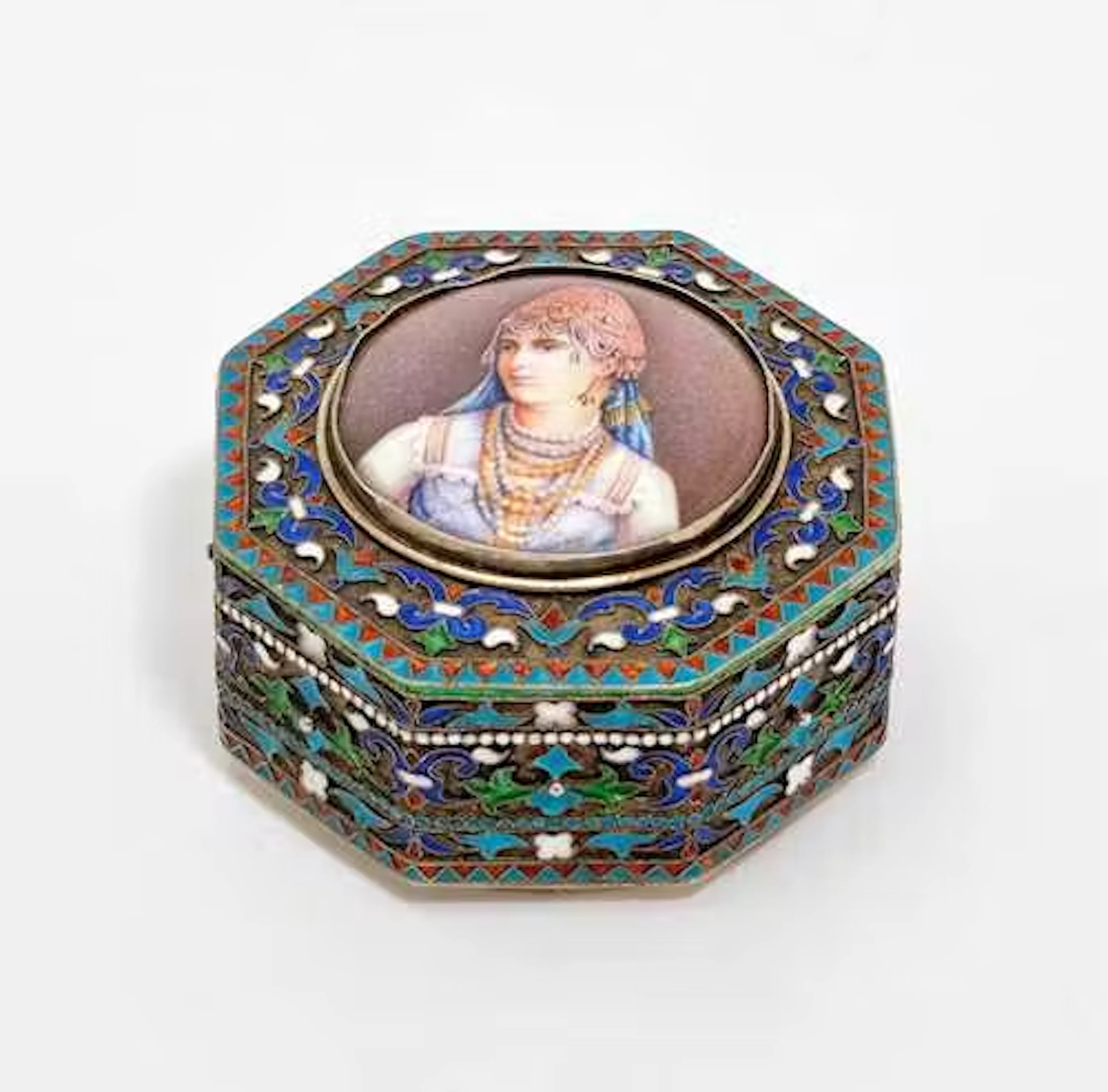 SILVER AND ENAMEL BOX