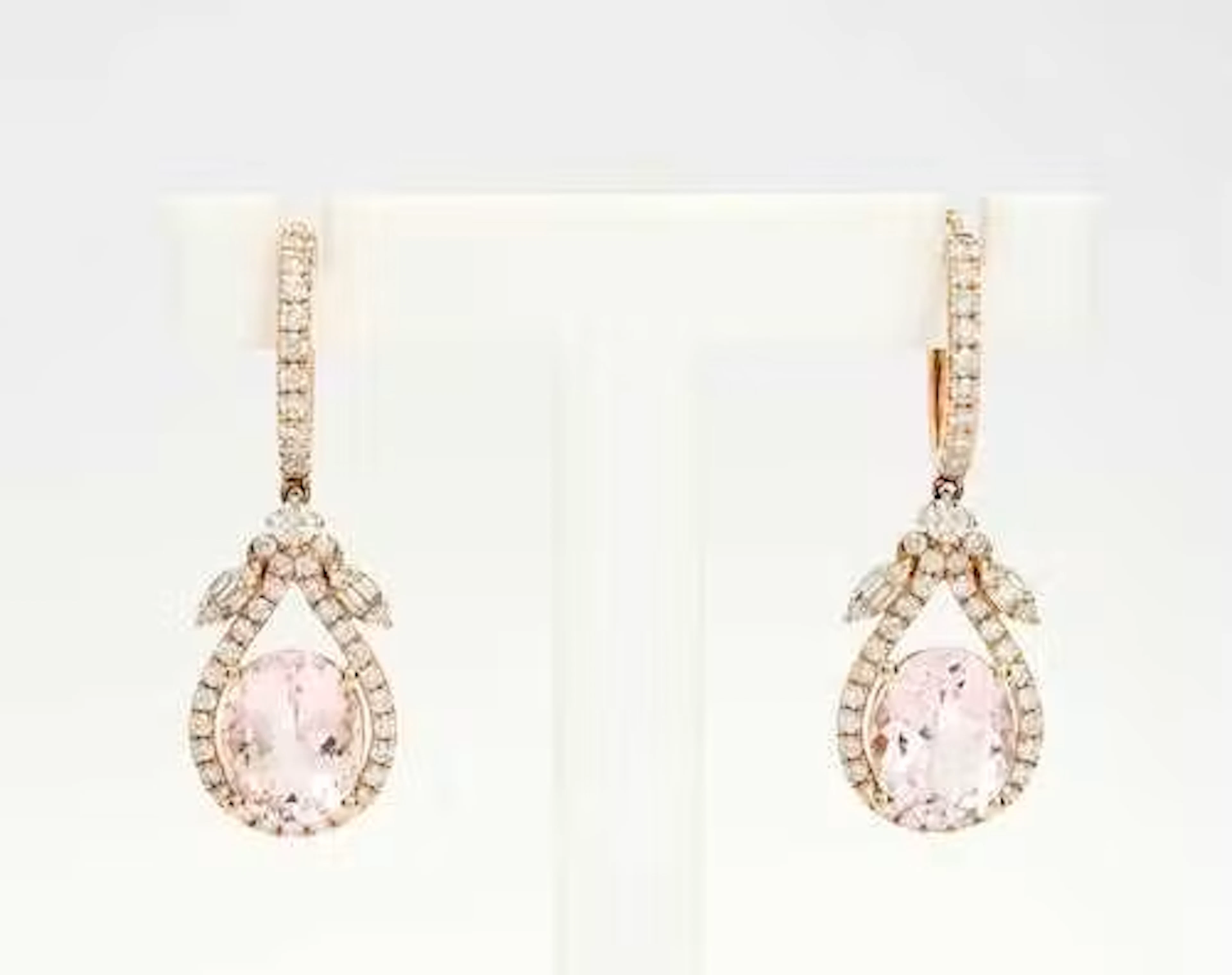 MORGANITE AND DIAMOND EAR PENDANTS