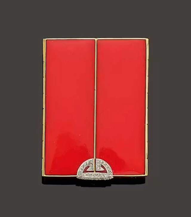 ENAMEL VANITY CASE, LACLOCHE FRÈRES, STRAUSS ALLARD MEYER, ca. 1925