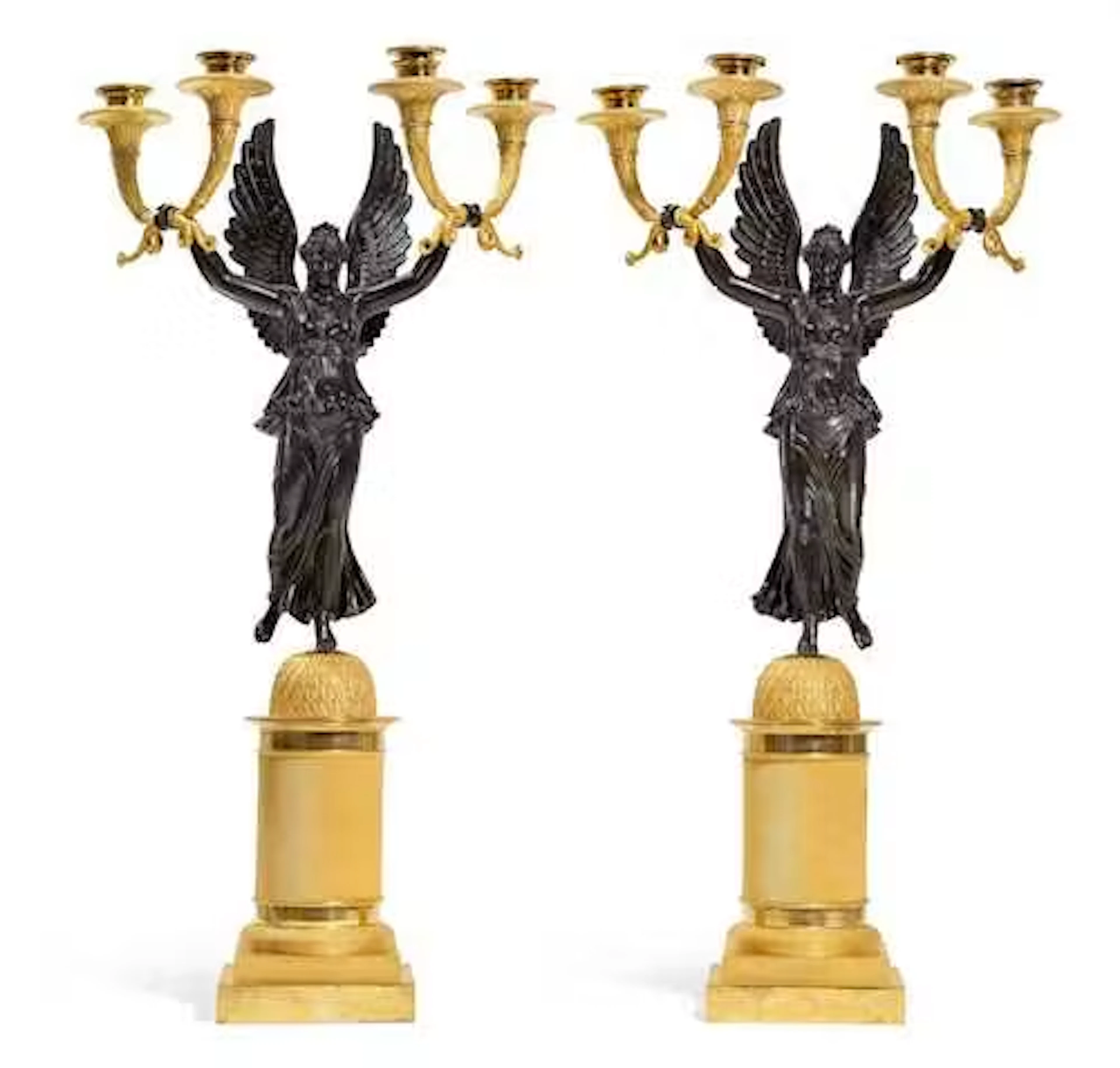A PAIR OF GIRANDOLES "AUX VICTOIRES AILÉES"