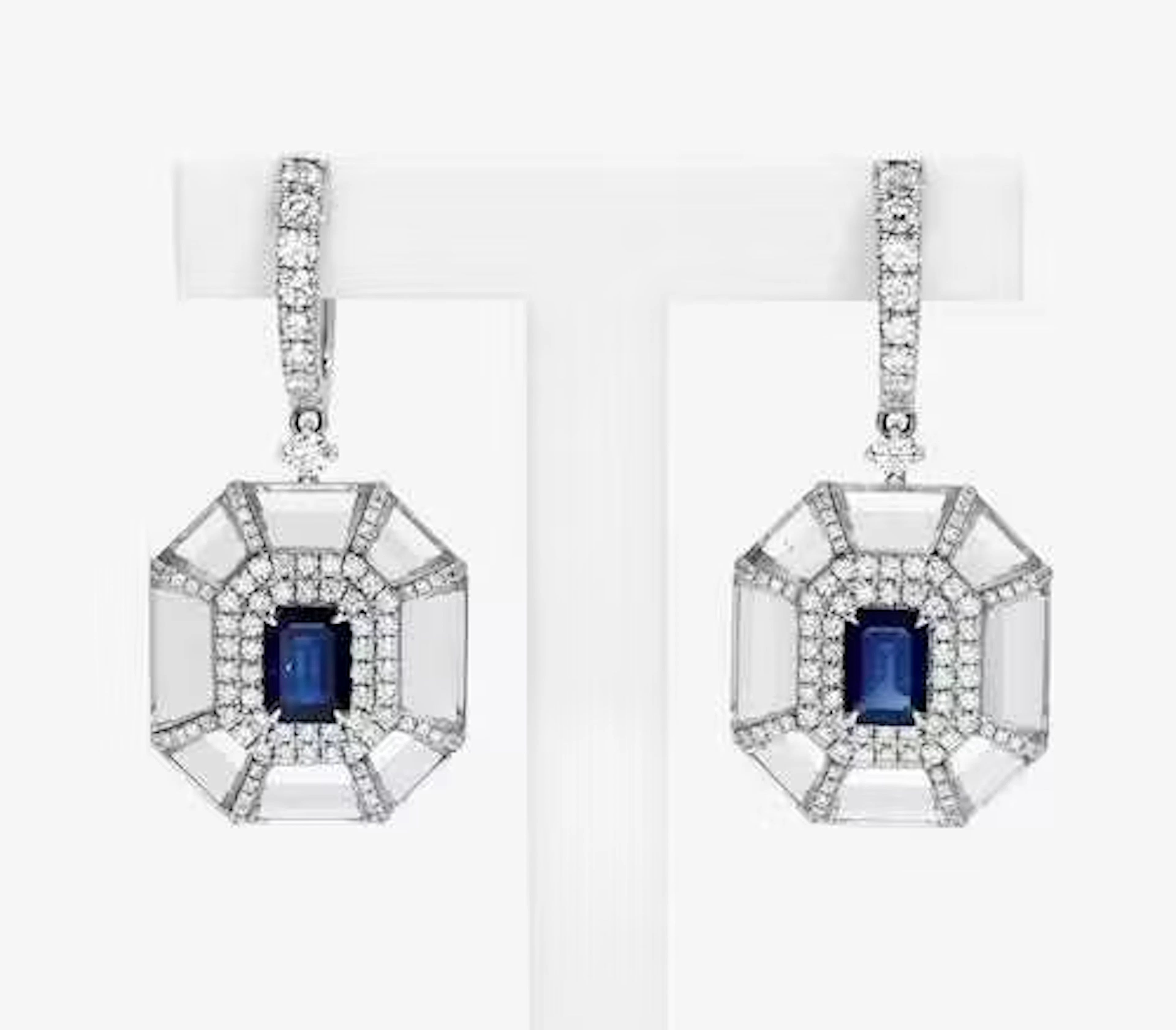 SAPPHIRE AND ROCK CRYSTAL EAR PENDANTS