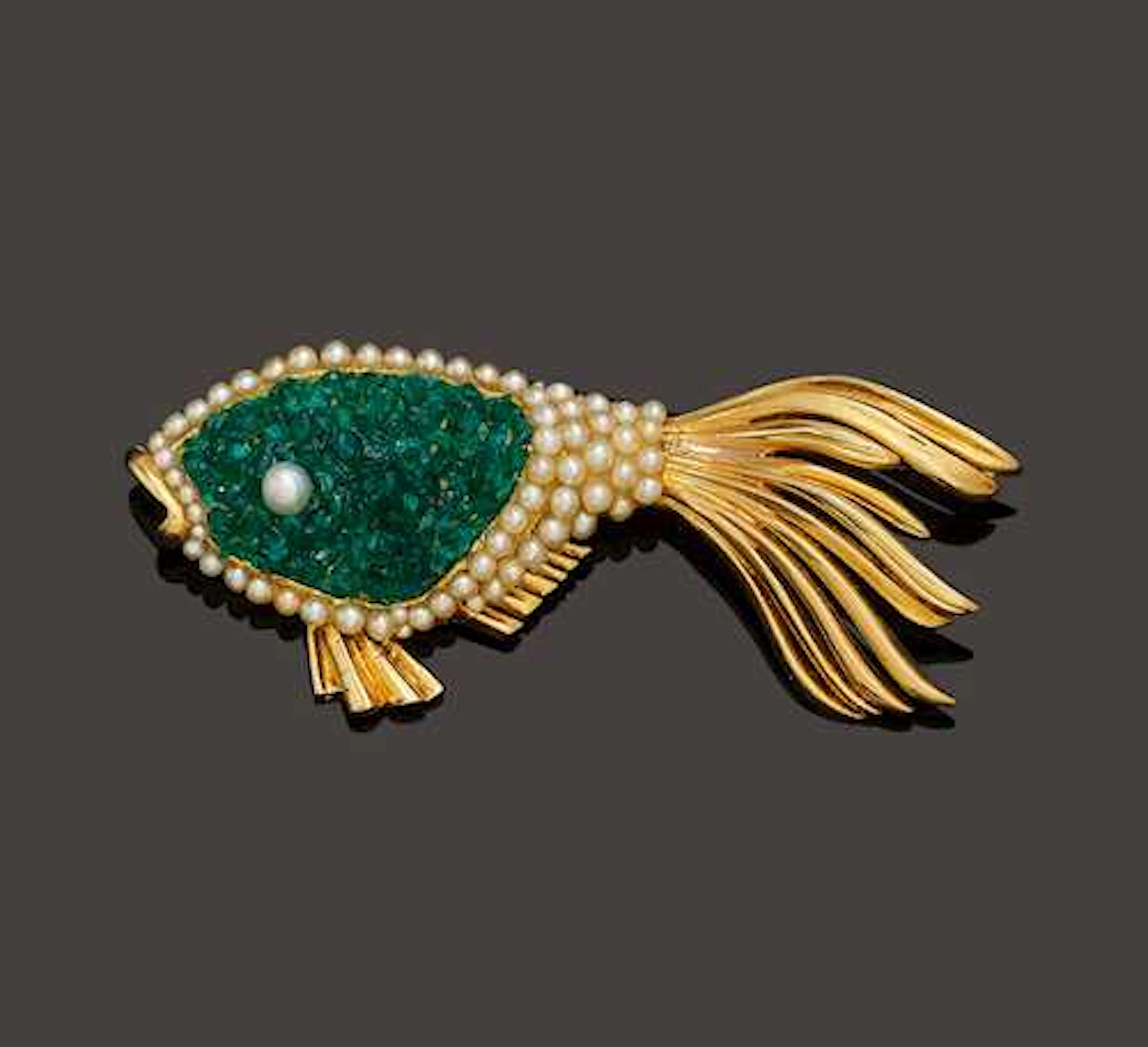 PEARL AND EMERALD BROOCH, BRAQUES