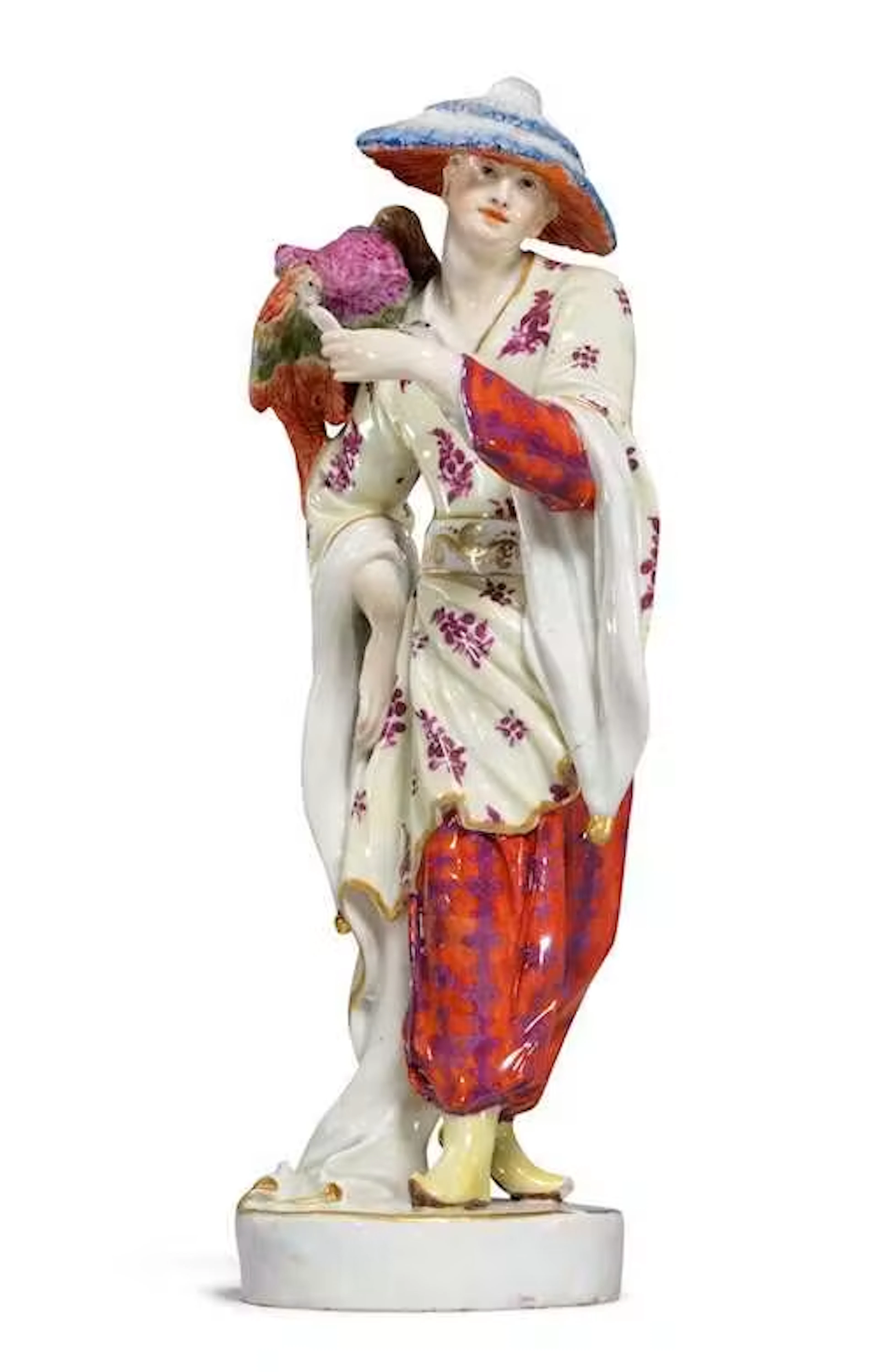 FIGURE OF A CHINESE MAN WITH A PARROT