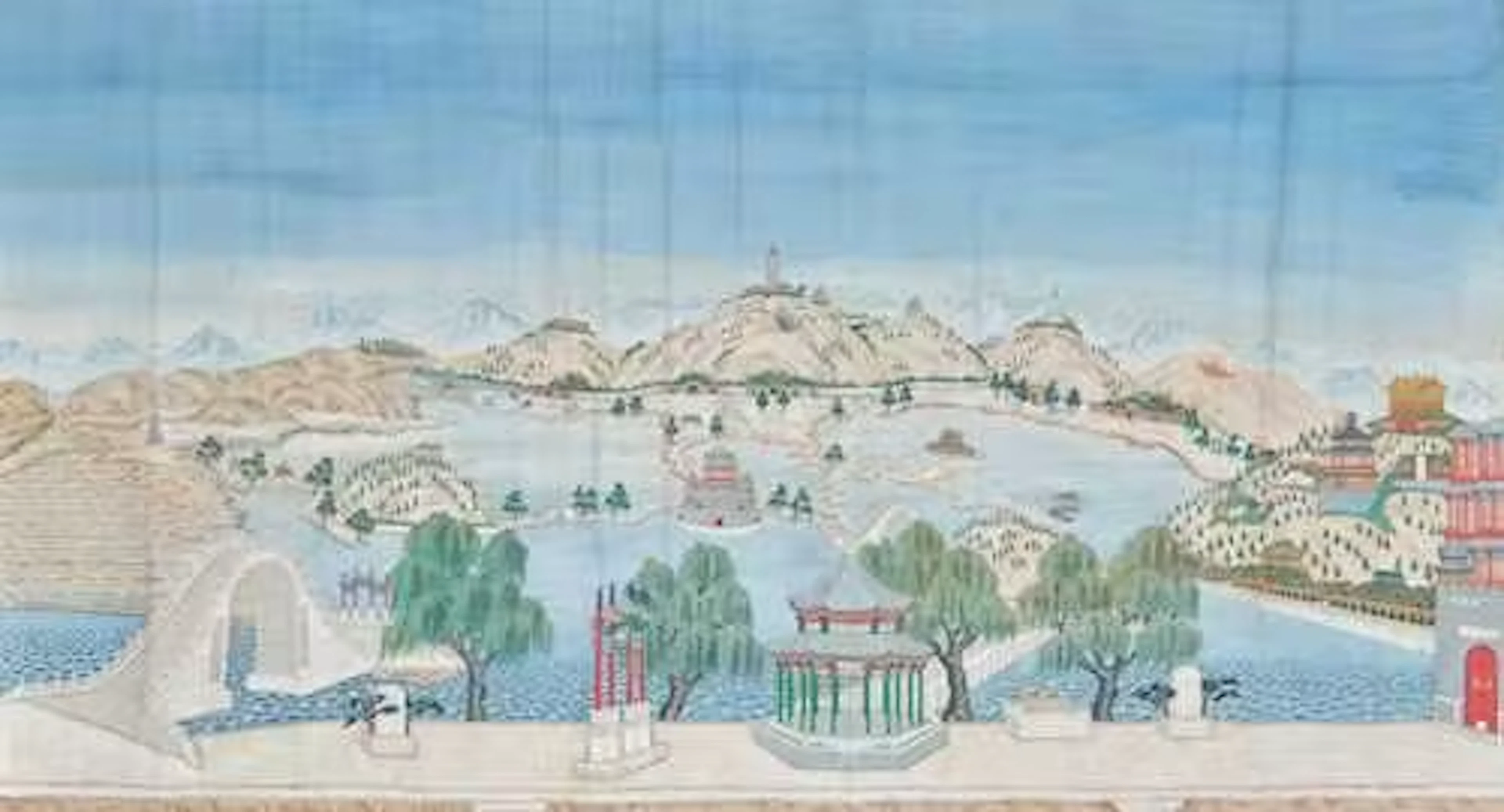 A LARGE PAINTING OF THE SUMMER PALACE (YIHEYUAN)