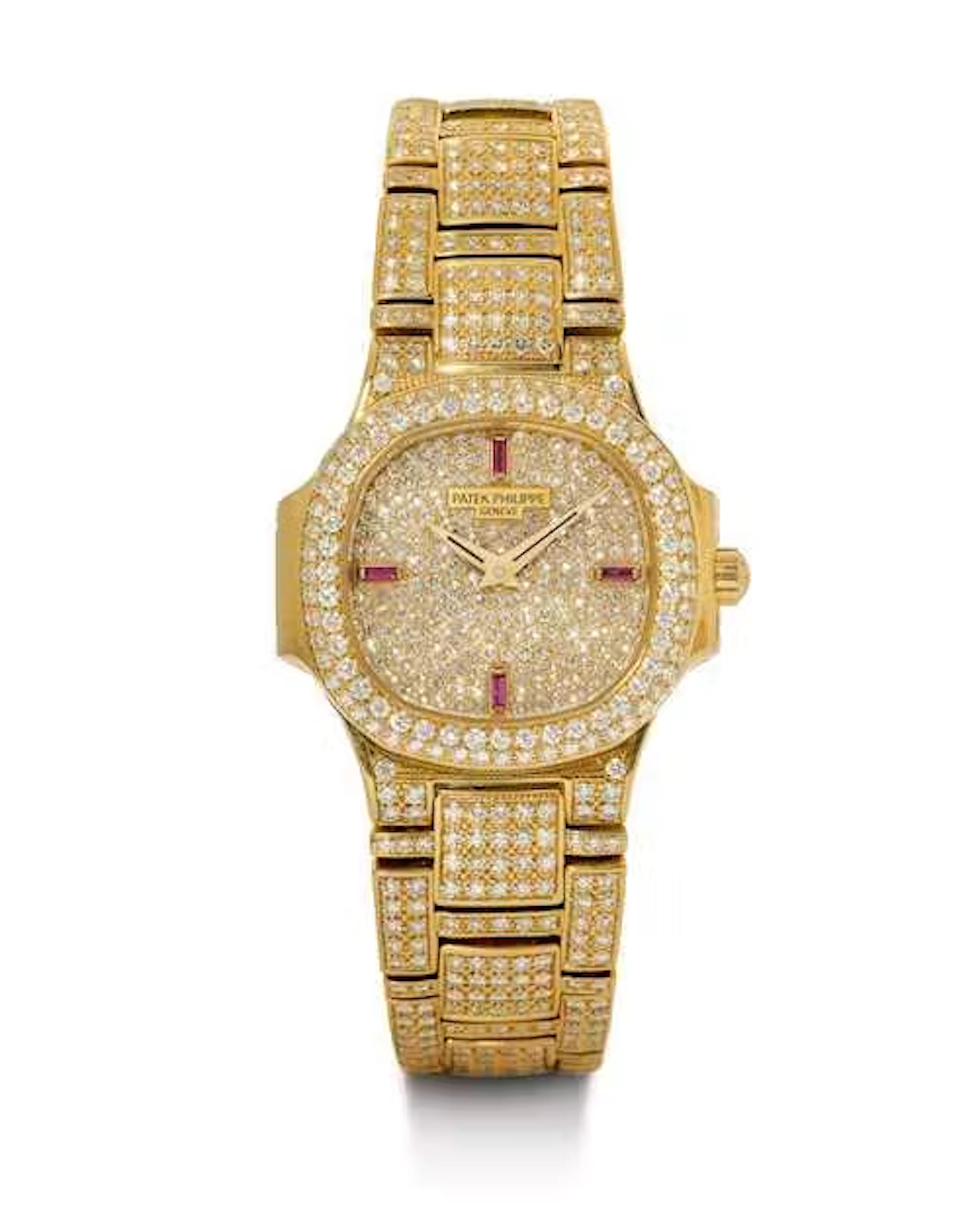 Patek Philippe, sporty and elegant Nautilus with diamonds.