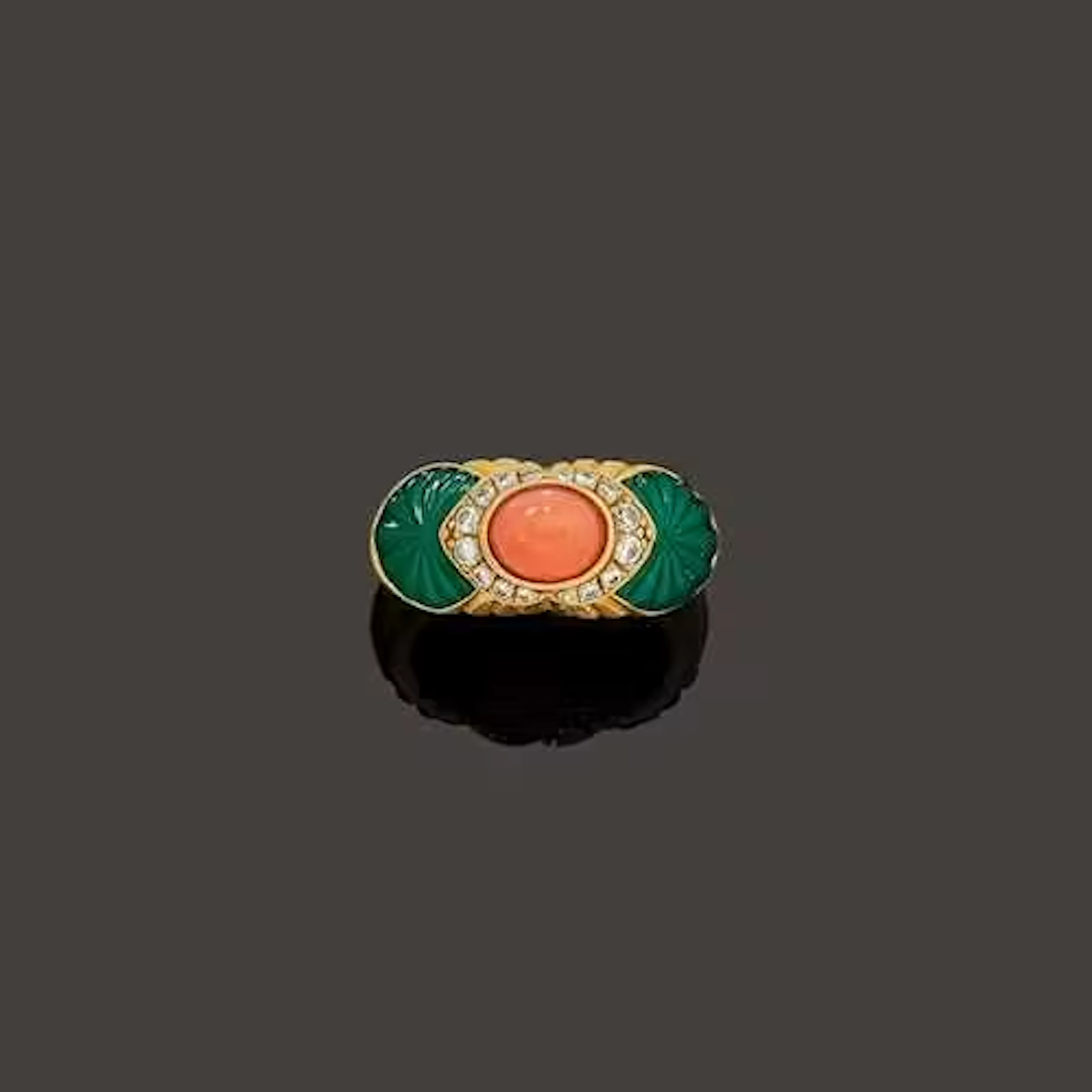 CORAL AND CHRYSOPRASE RING, CARTIER
