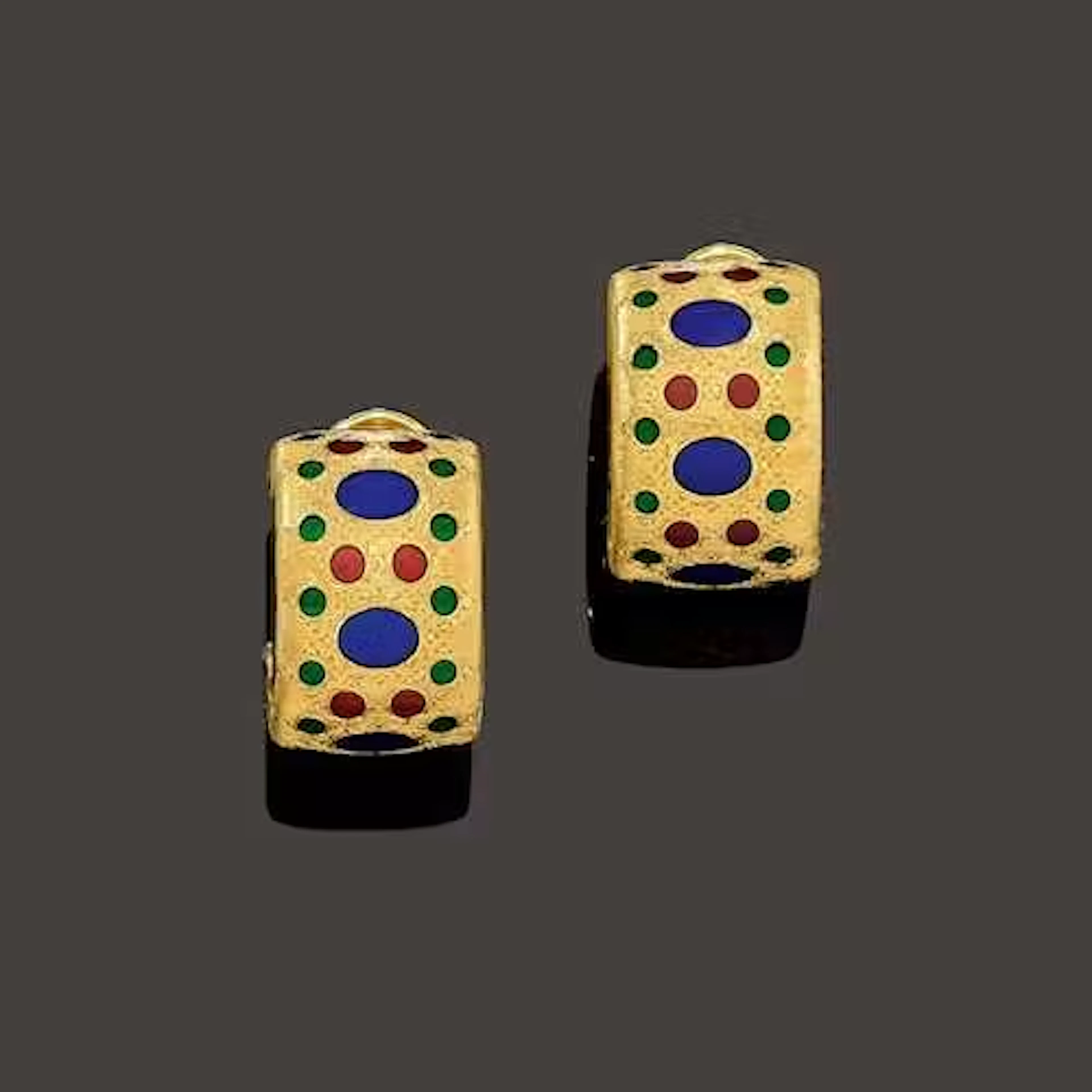 ENAMEL AND GOLD EARCLIPS, BUCCELLATI