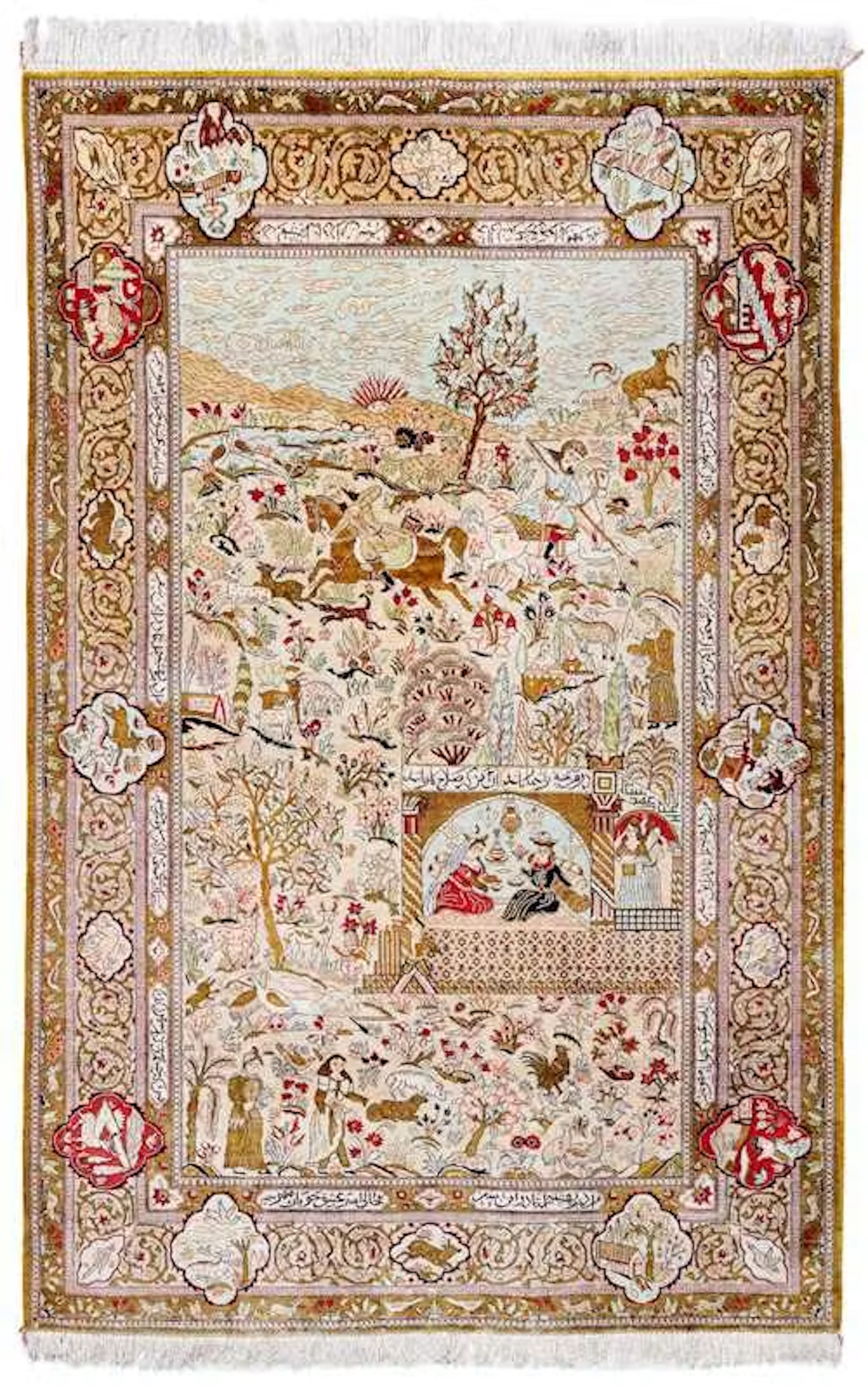 GHOM SILK PICTORIAL CARPET