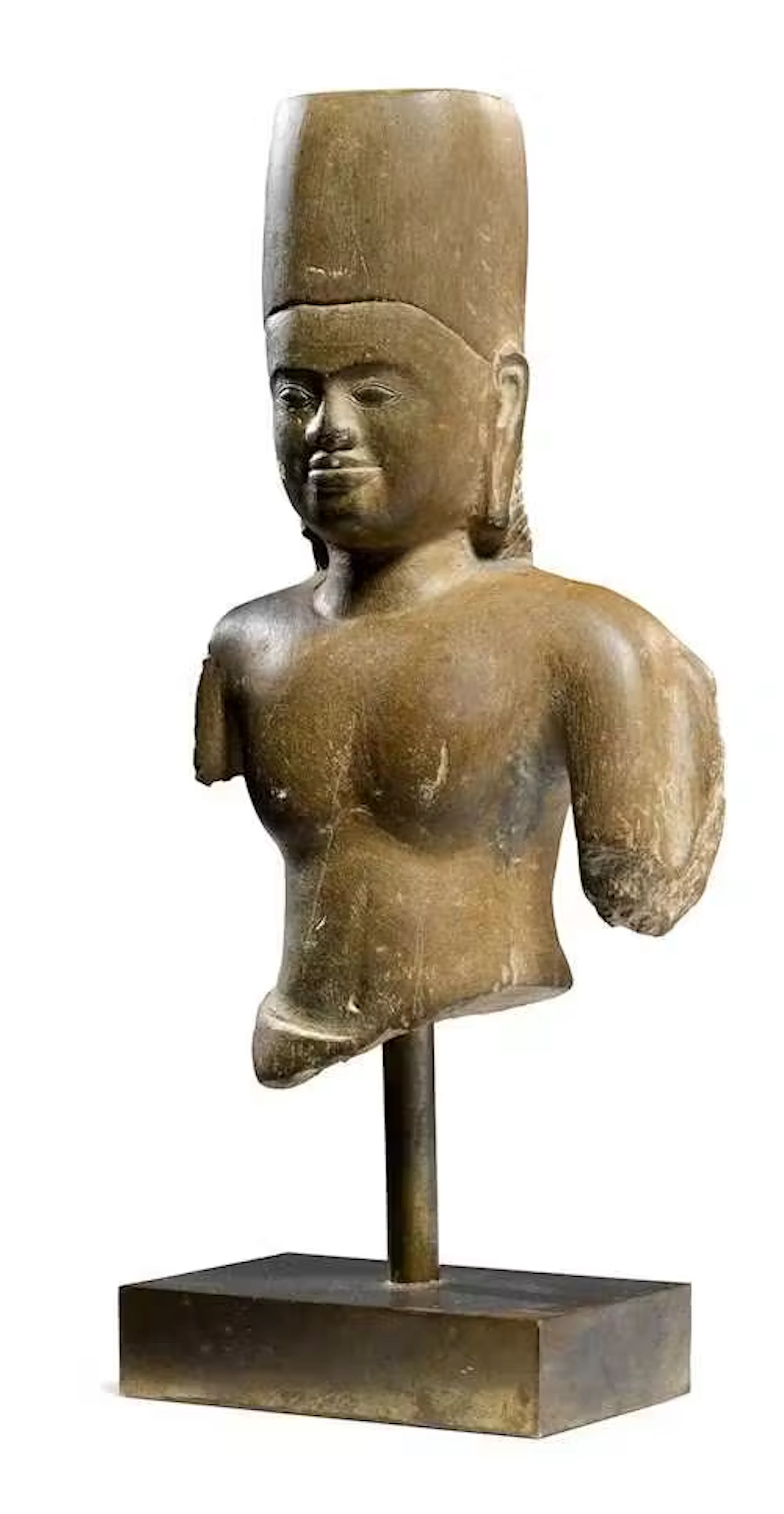 A FINELY POLISHED TORSO OF VISHNU