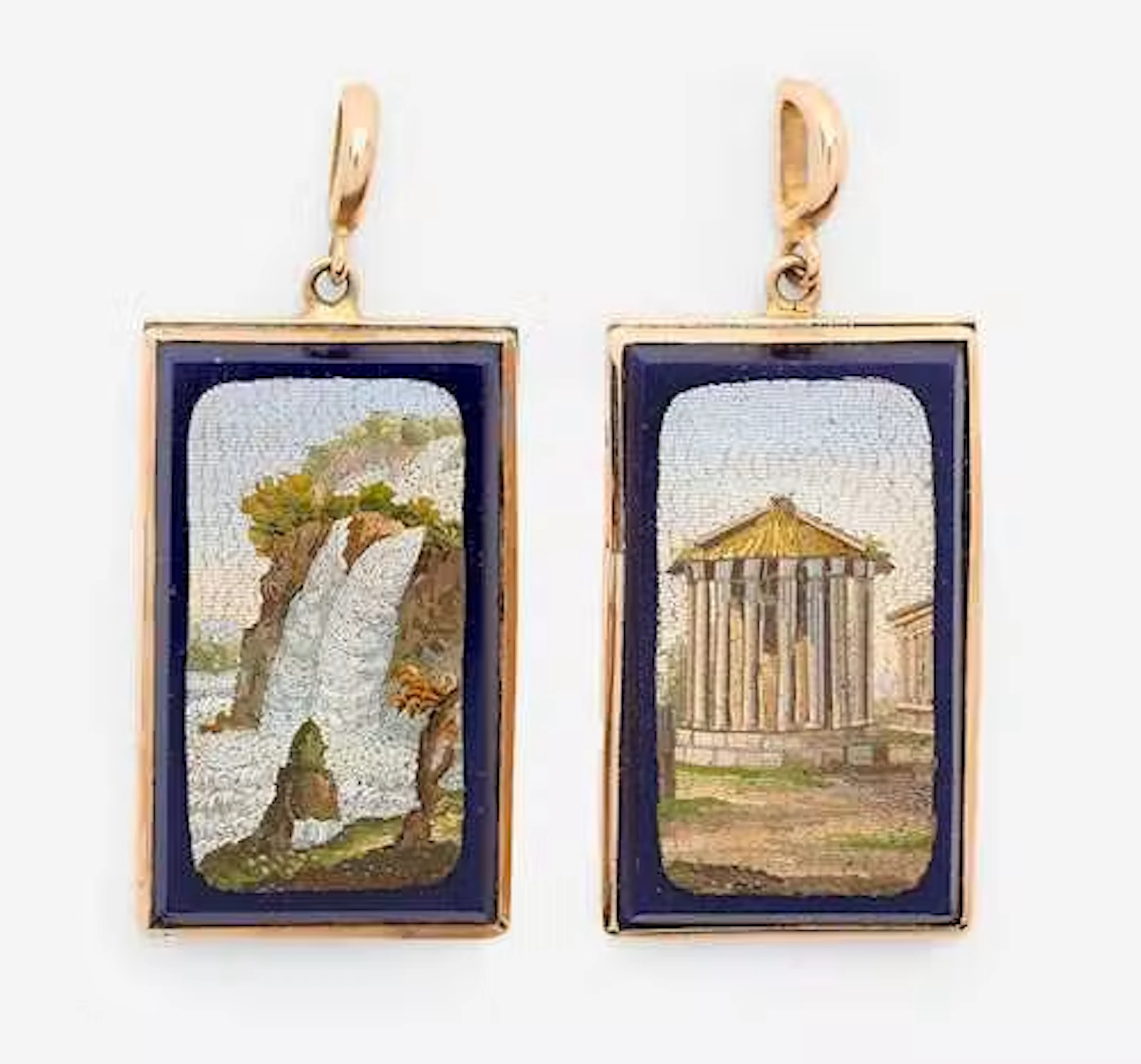 A PAIR OF MICROMOSAIC PENDANTS, ca. 1850