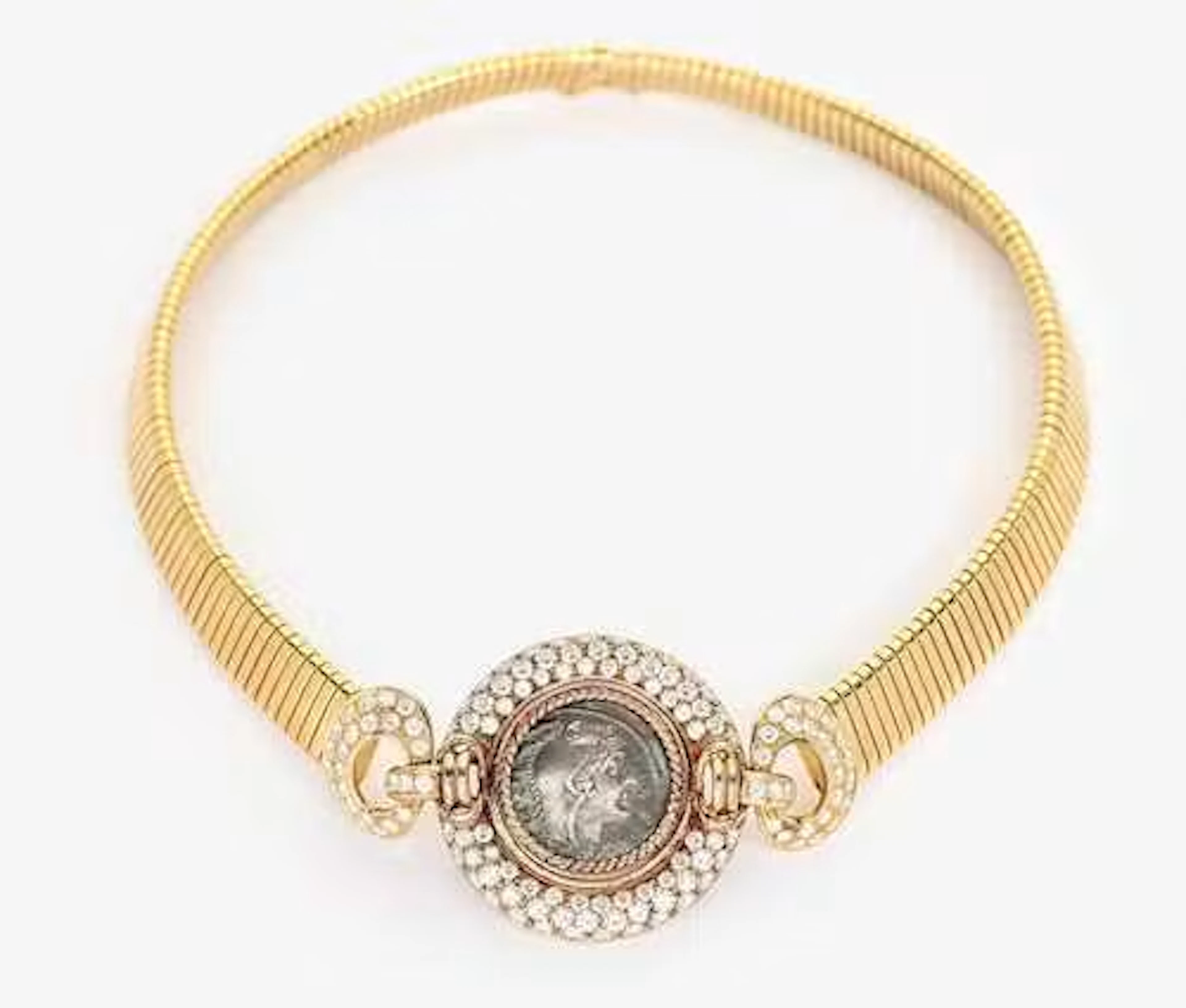 DIAMOND NECKLACE WITH ANTIQUE COIN