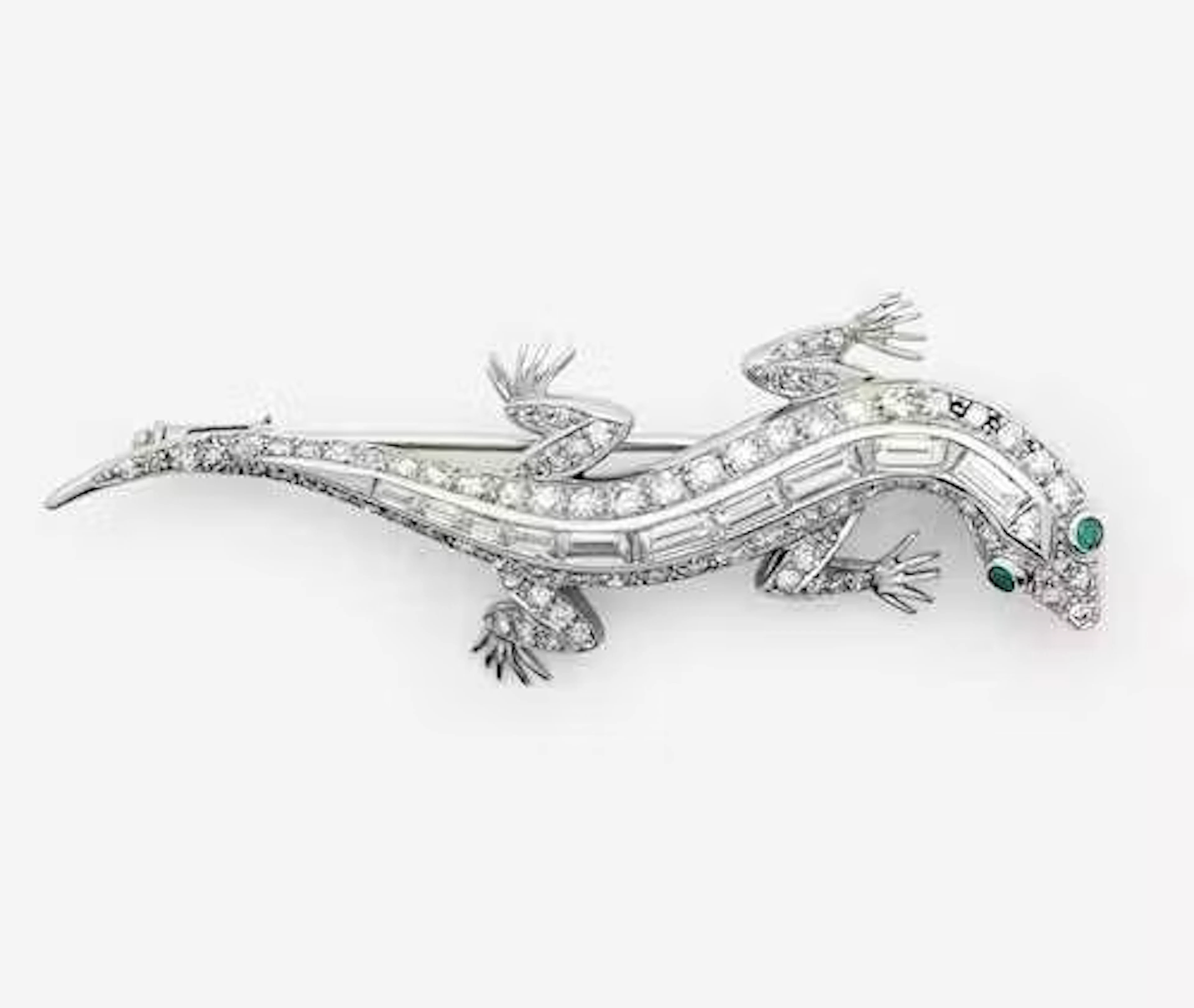 DIAMOND EMERALD BROOCH