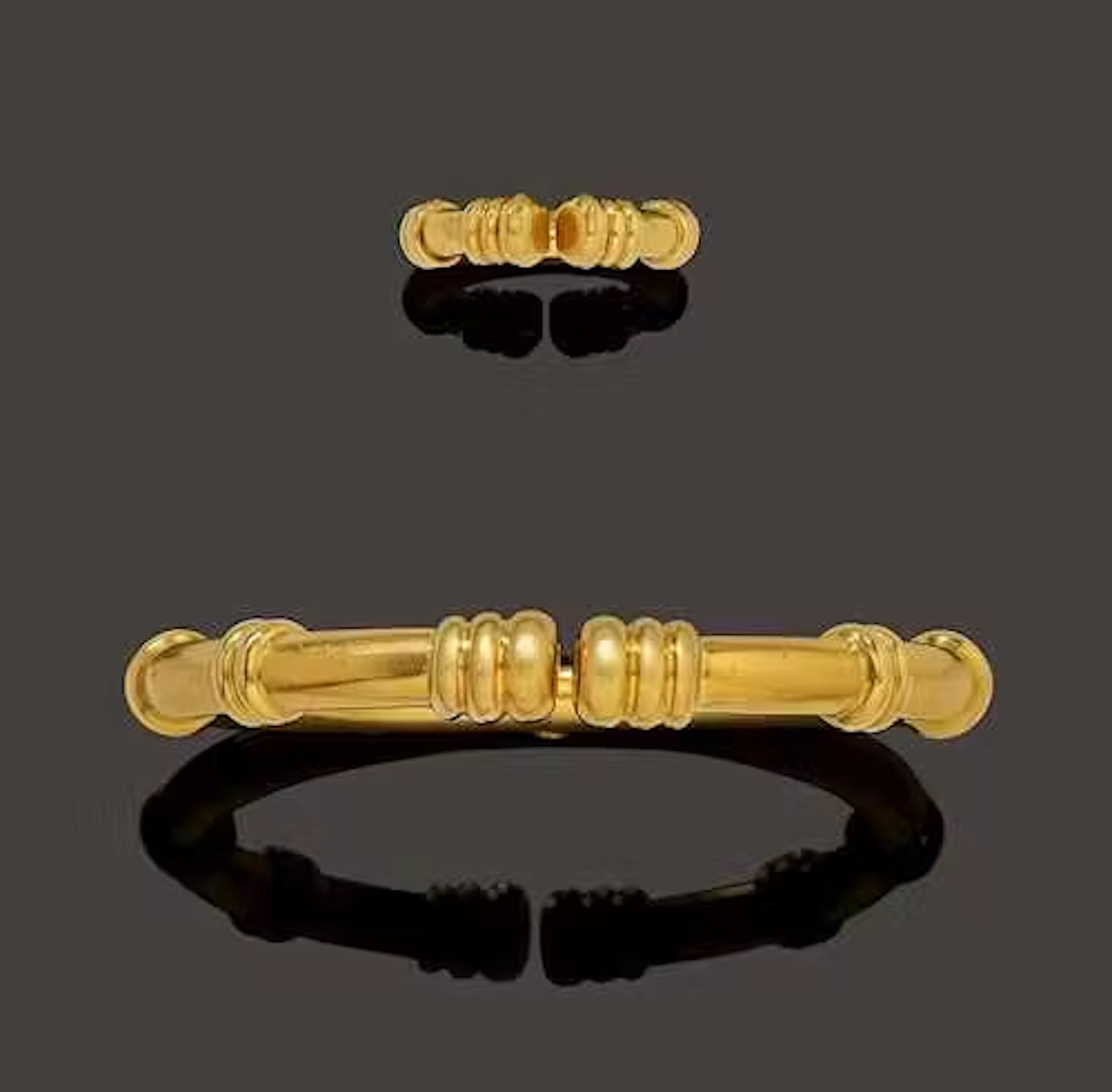 GOLD BANGLE WITH RING, LALAOUNIS