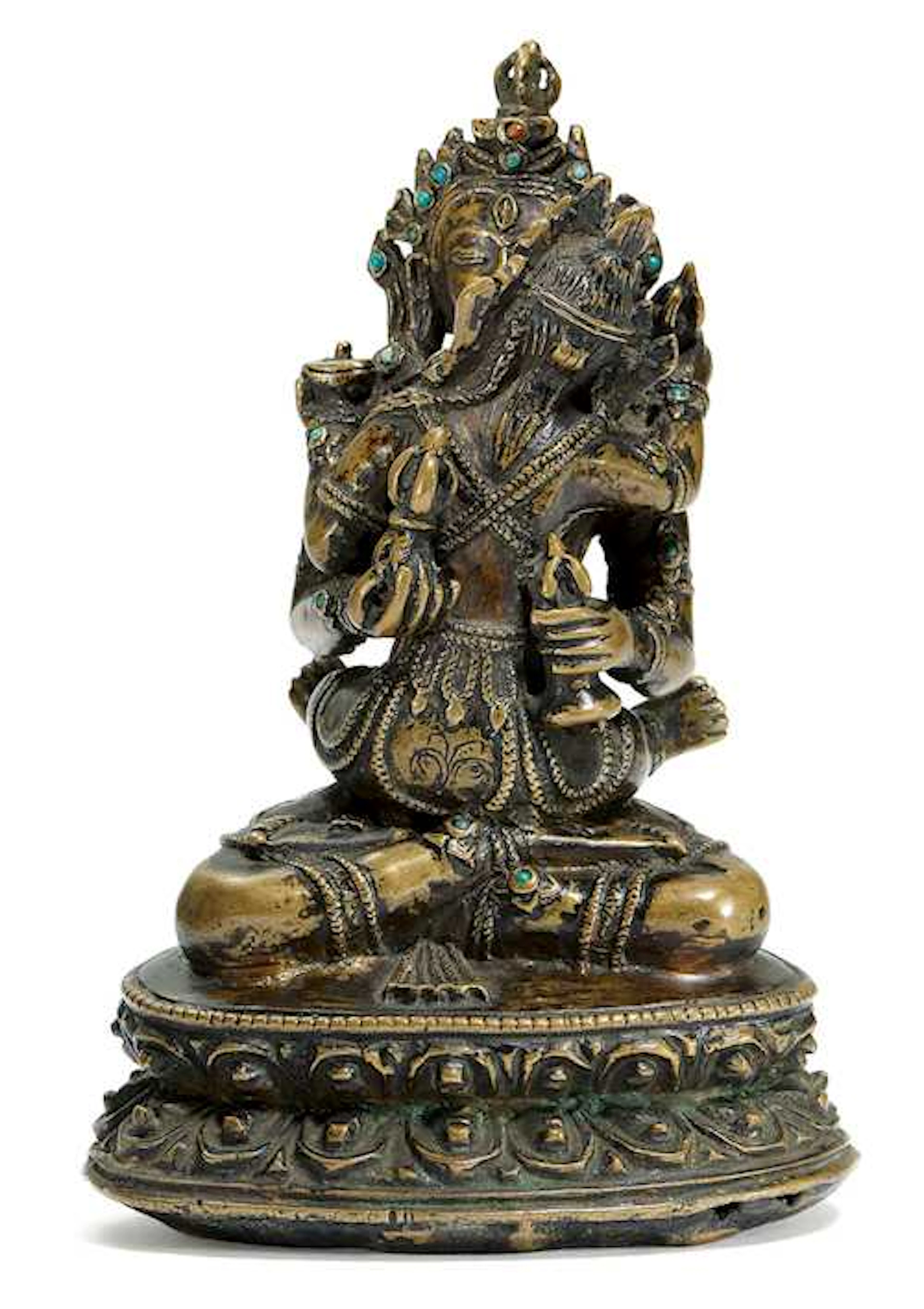 A BRONZE FIGURE OF GURU TSOKYE DORJE YAB-YUM
