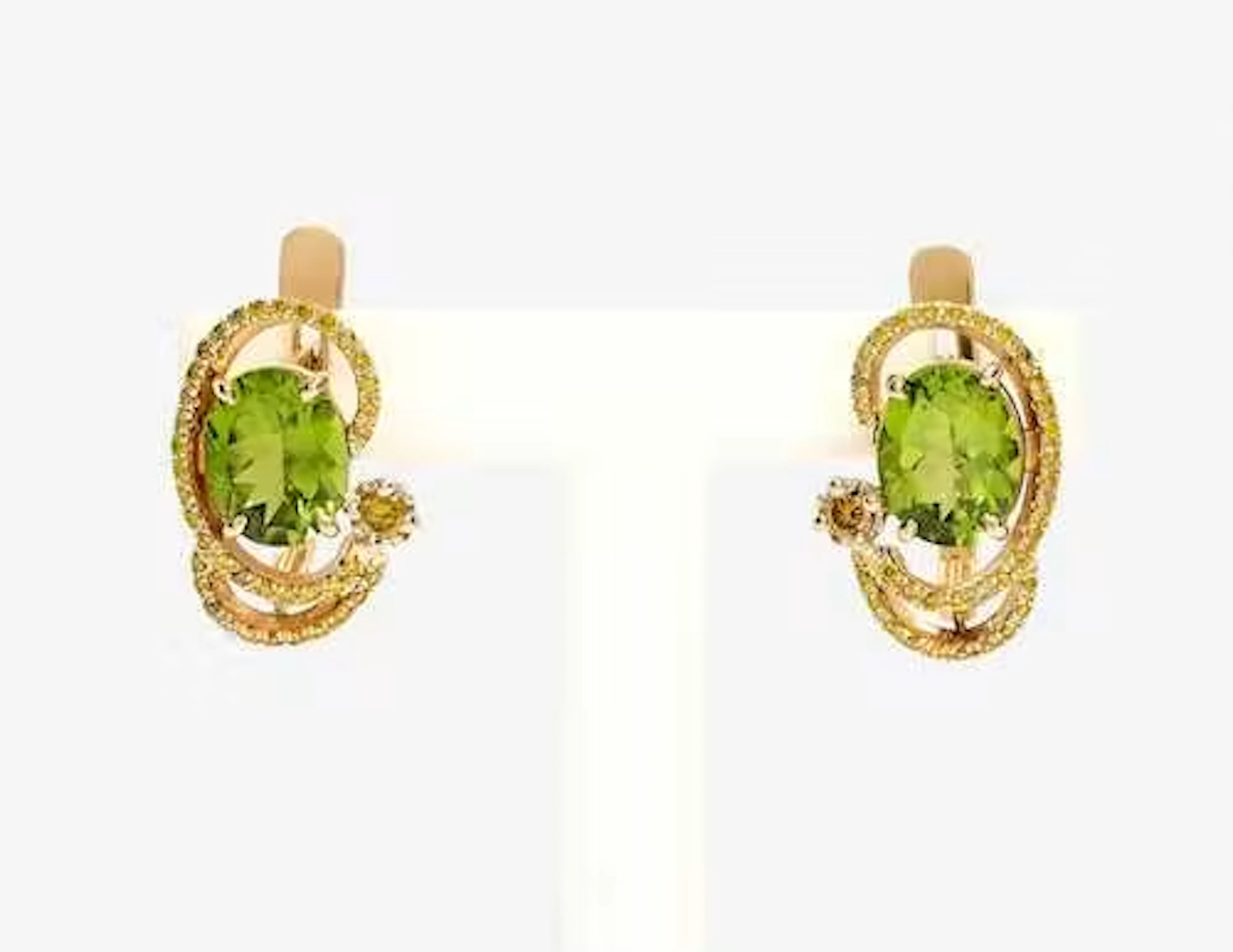 PERIDOT AND DIAMOND EARRINGS