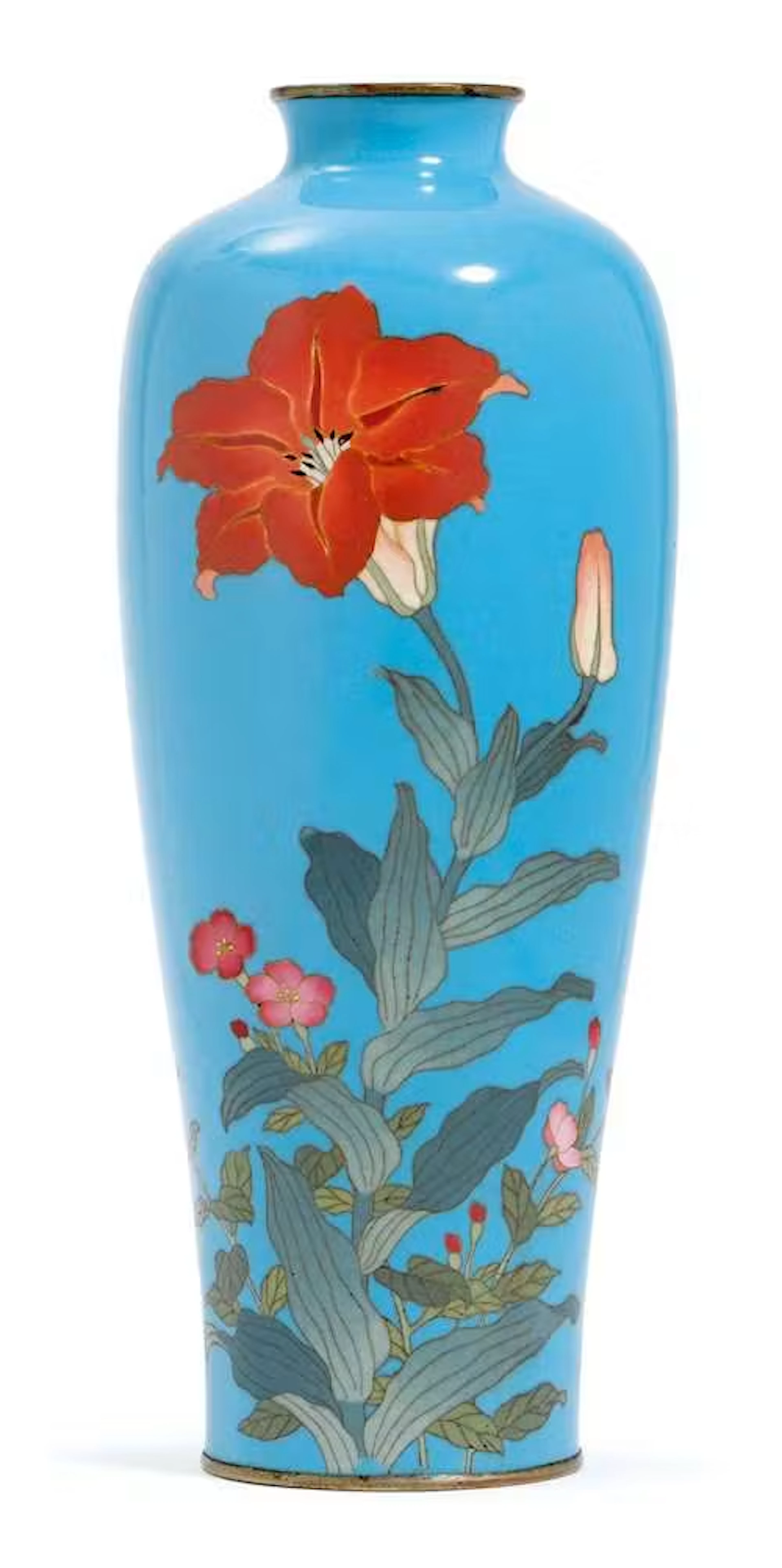 AN ELEGANT CLOISONNE FLOWER VASE