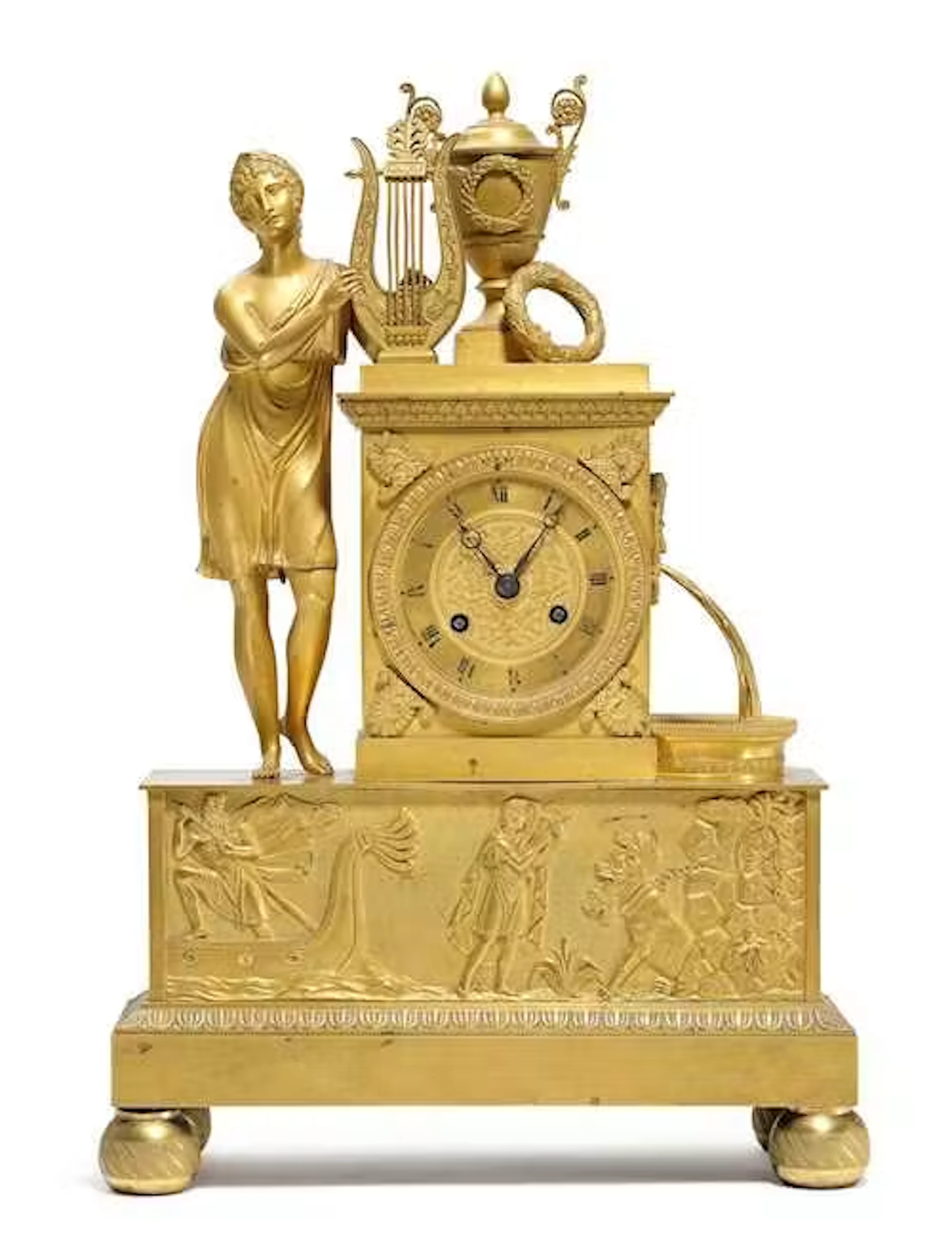 MANTEL CLOCK WITH A FIGURE OF ORPHEUS